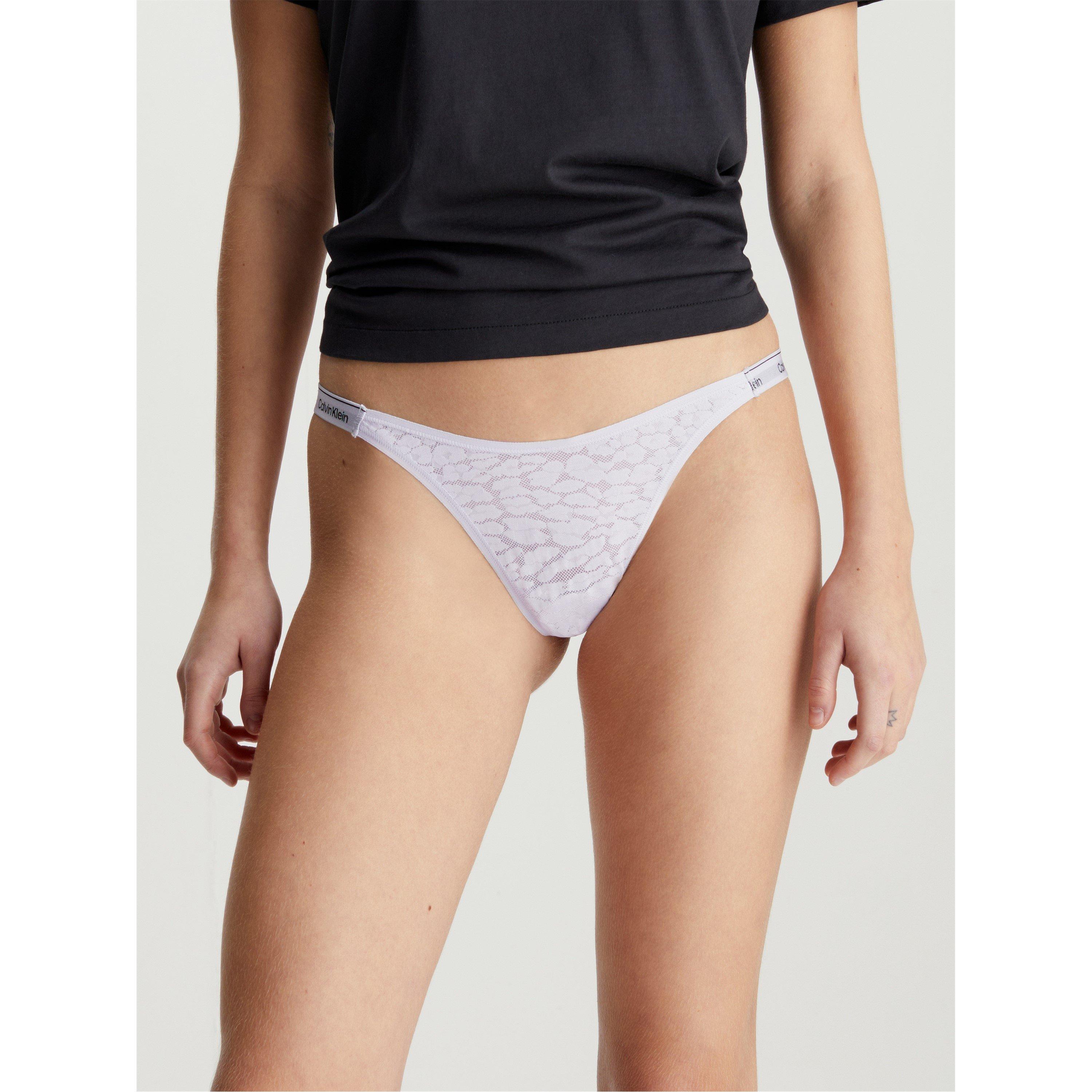 Calvin Klein Women's Lace Thongs - Lavender Blue - 14 (L)