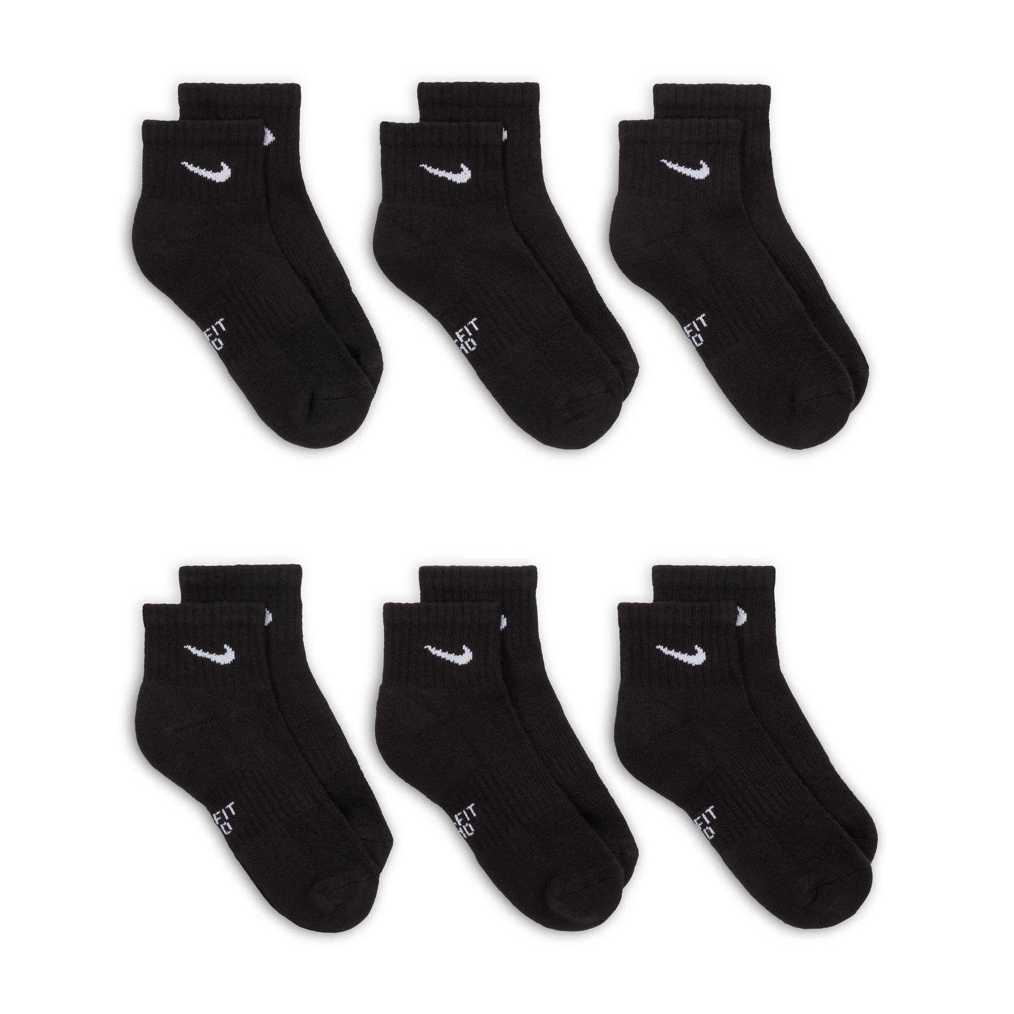 Black/White - Nike - Everyday Juniors Cushioned Ankle Socks 6 Pairs - 7