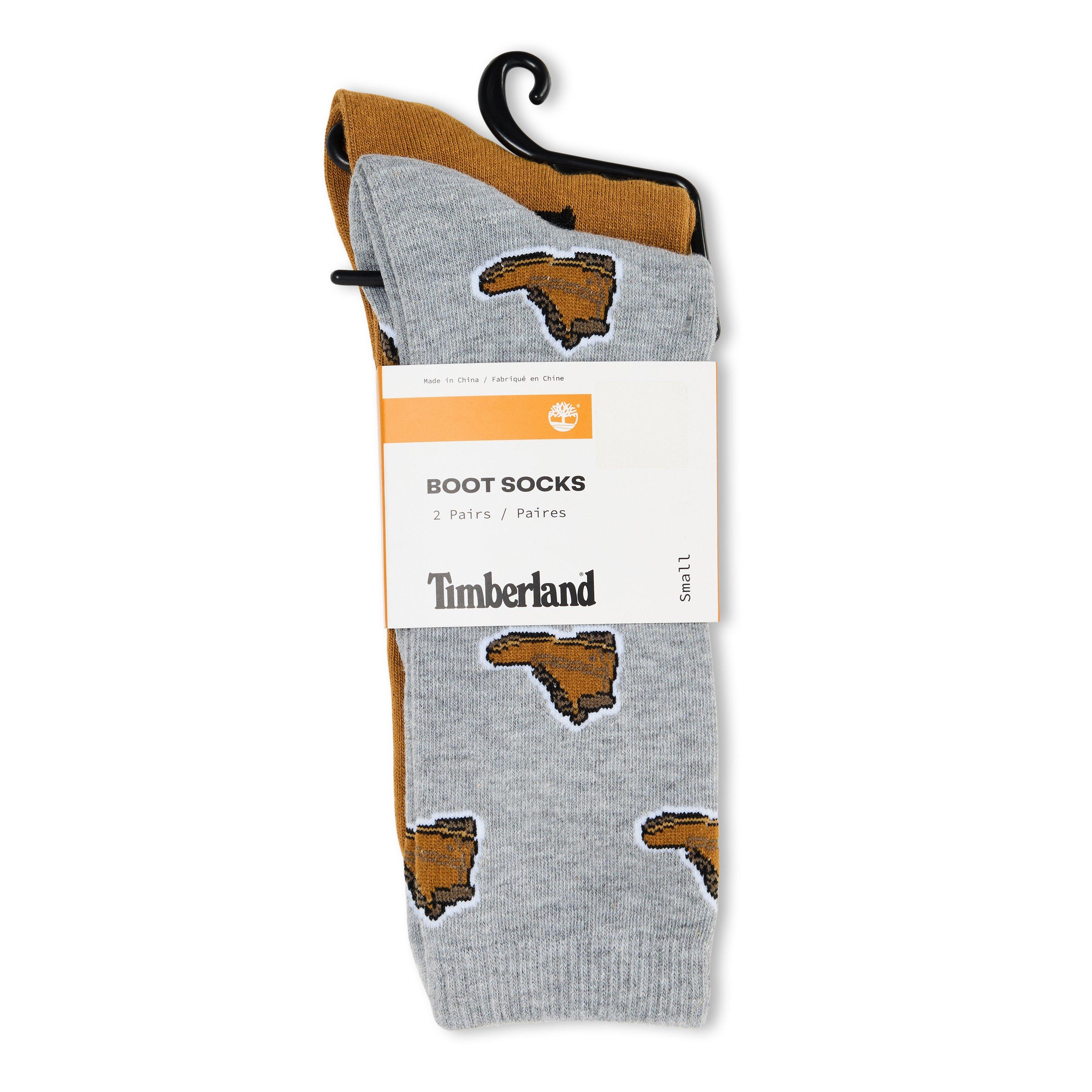 Timberland  2 Pack Print Boot Crew Socks - Med Grey Hthr - M