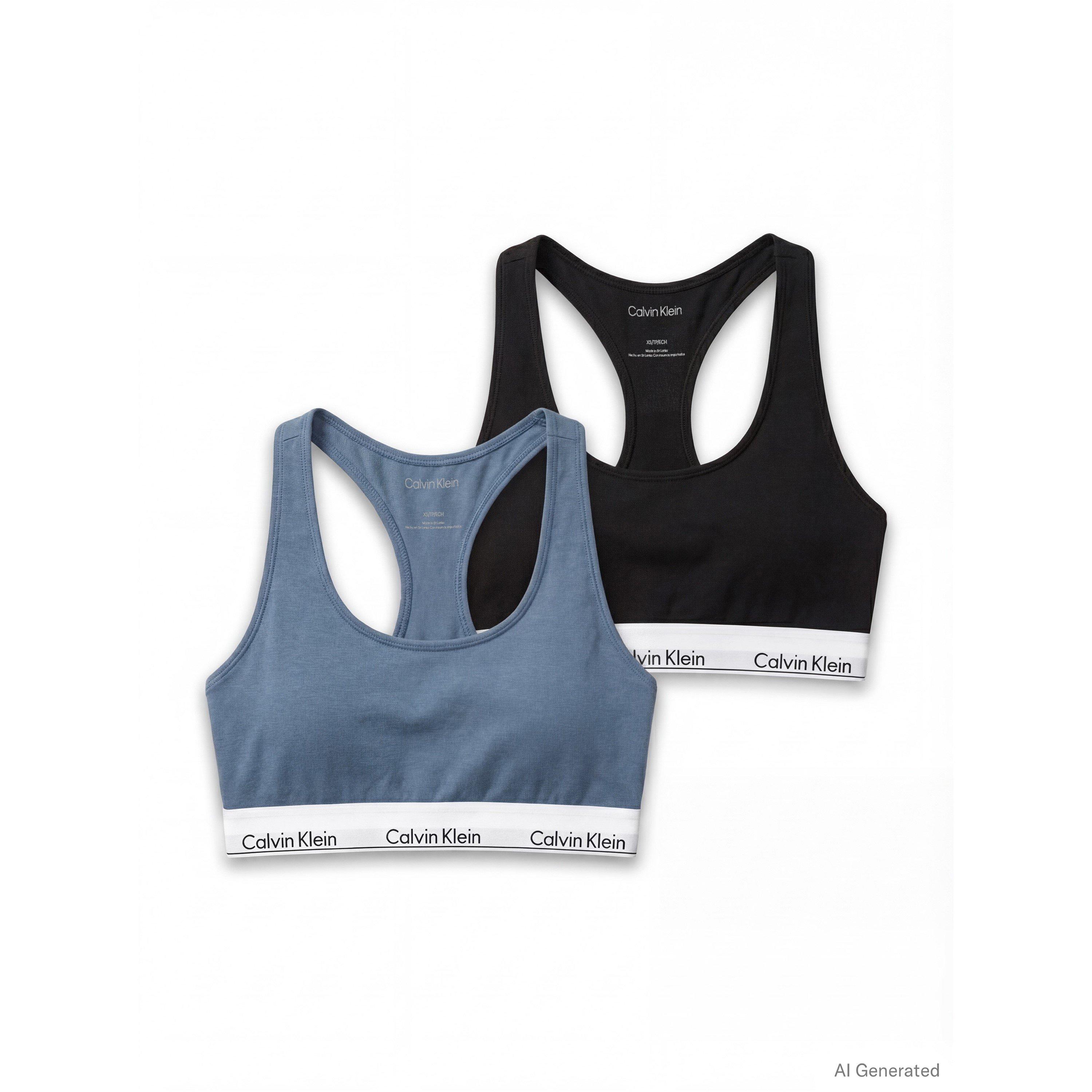 Calvin Klein Women's Non Wired Triangle Bralette - Black/Blue - 14 (L)