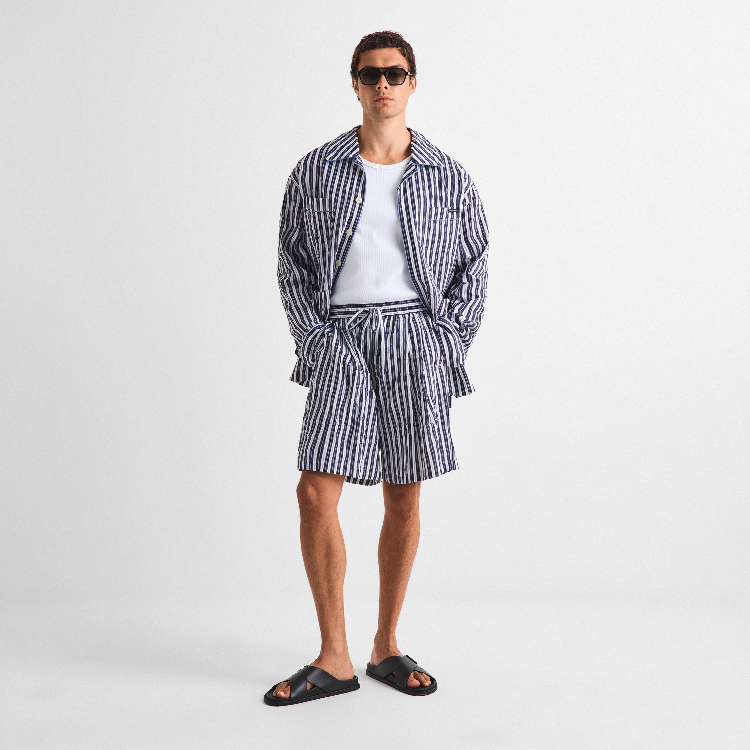 Navy/White - Dolce and Gabbana - Men's Woven Tracksuit Shorts - 6