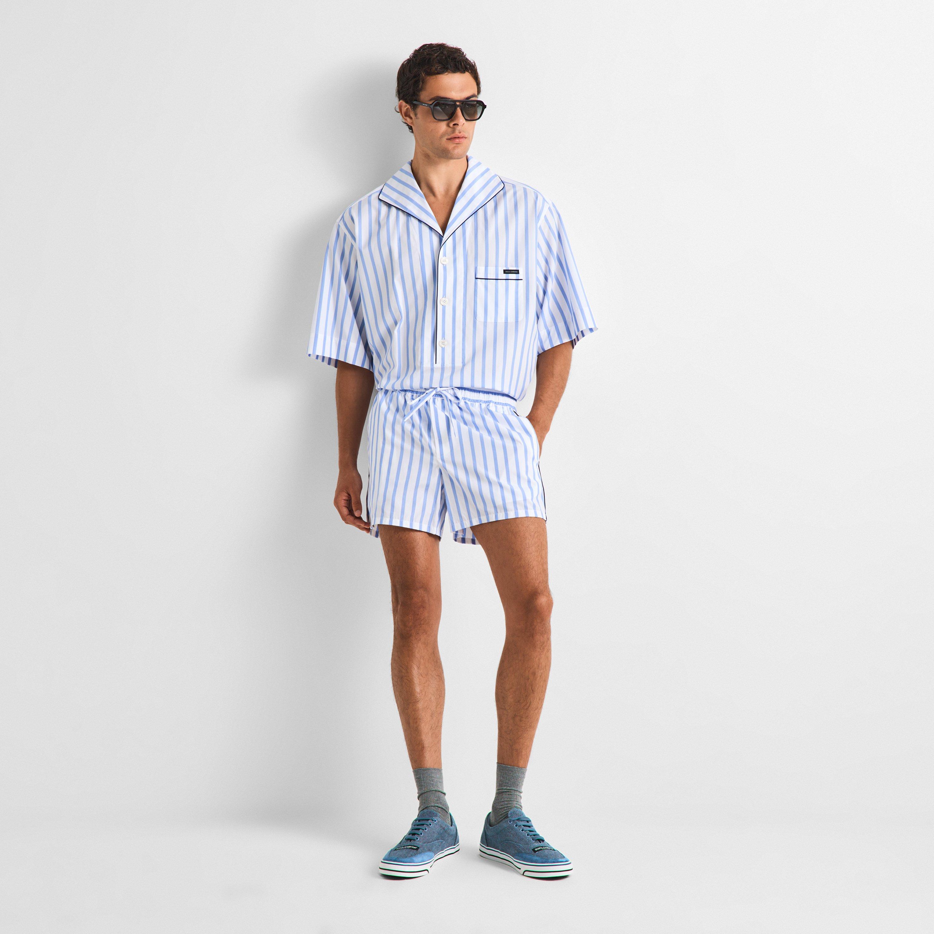 Blue/White - Dolce and Gabbana - Men's Woven Tracksuit Shorts - 6