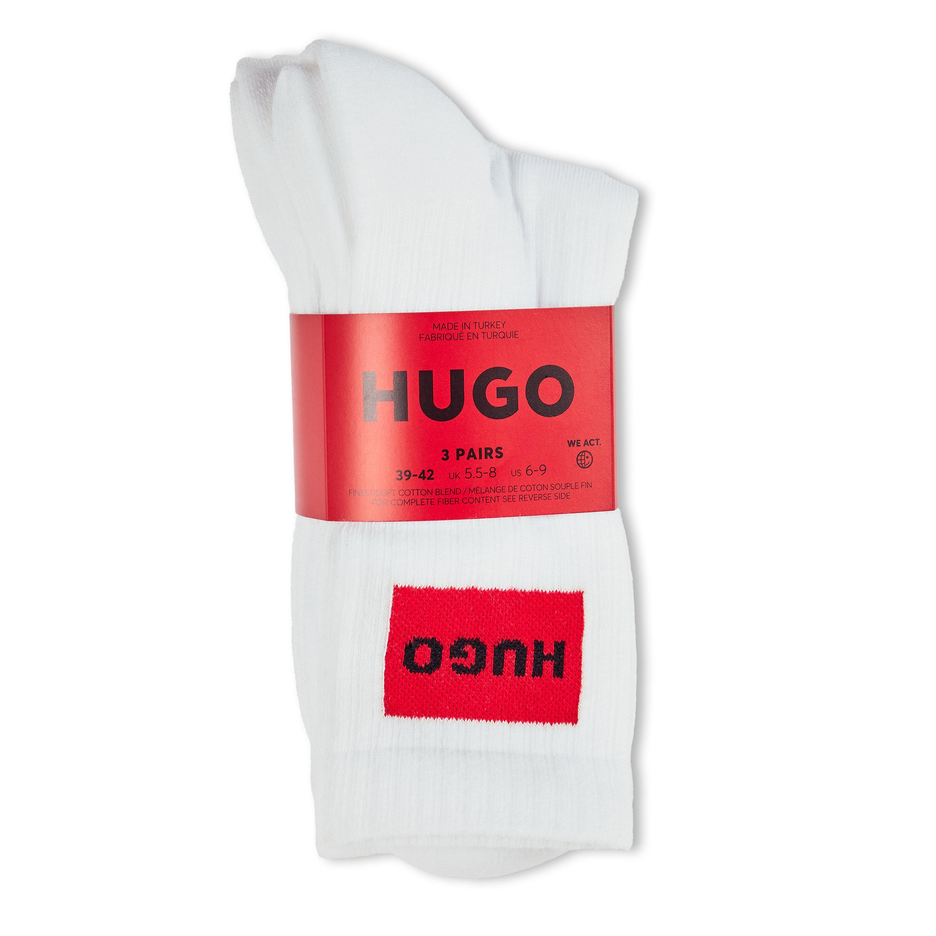 Hugo Men's Bodywear 3 Pack Rib Patch Socks - White - 5.5 - 8
