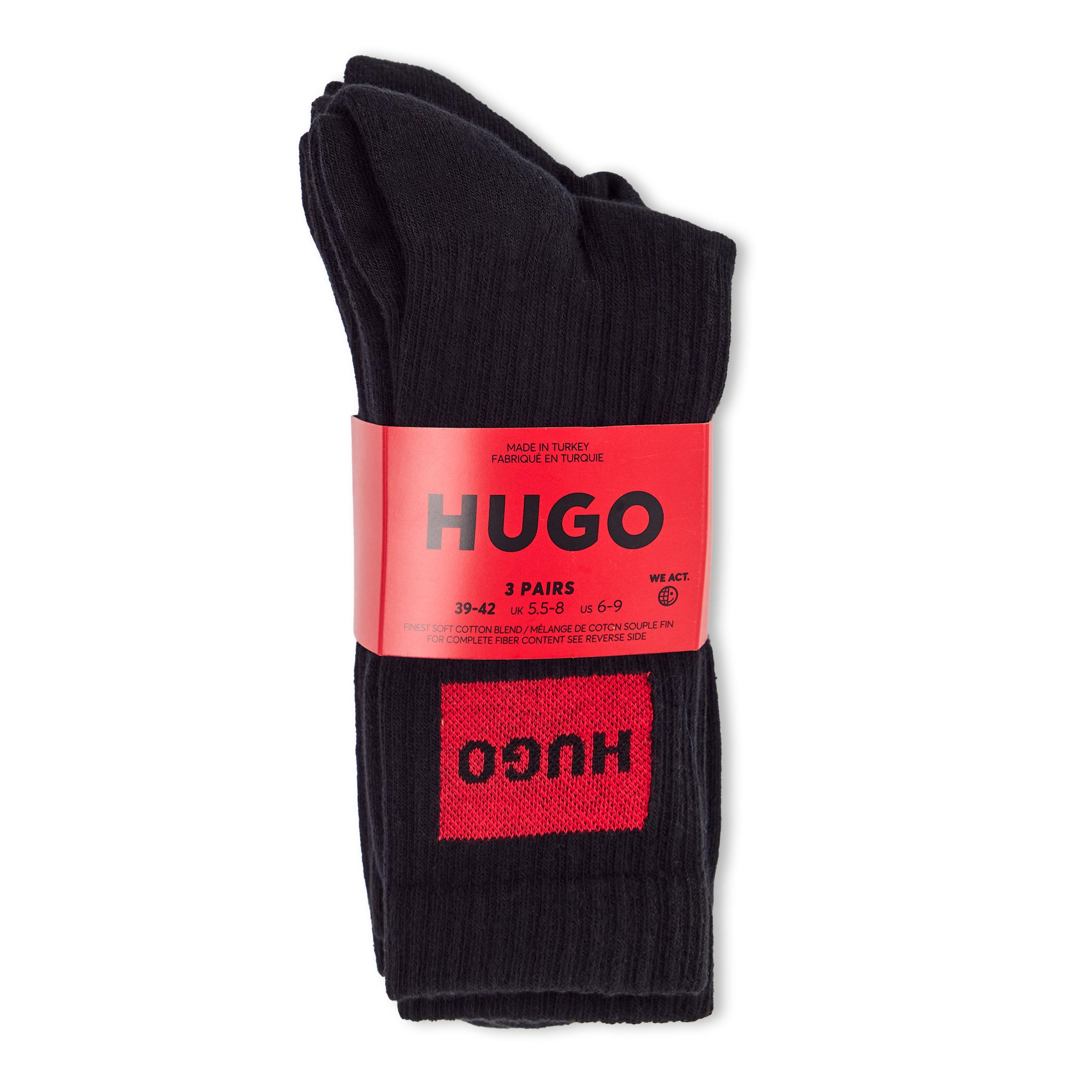 Hugo Men's Bodywear 3 Pack Rib Patch Socks - Black - 5.5 - 8
