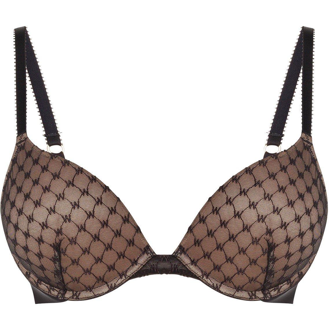 Wolford Women's Sheer Logo Push-Up Demi Bra - Black - 34E