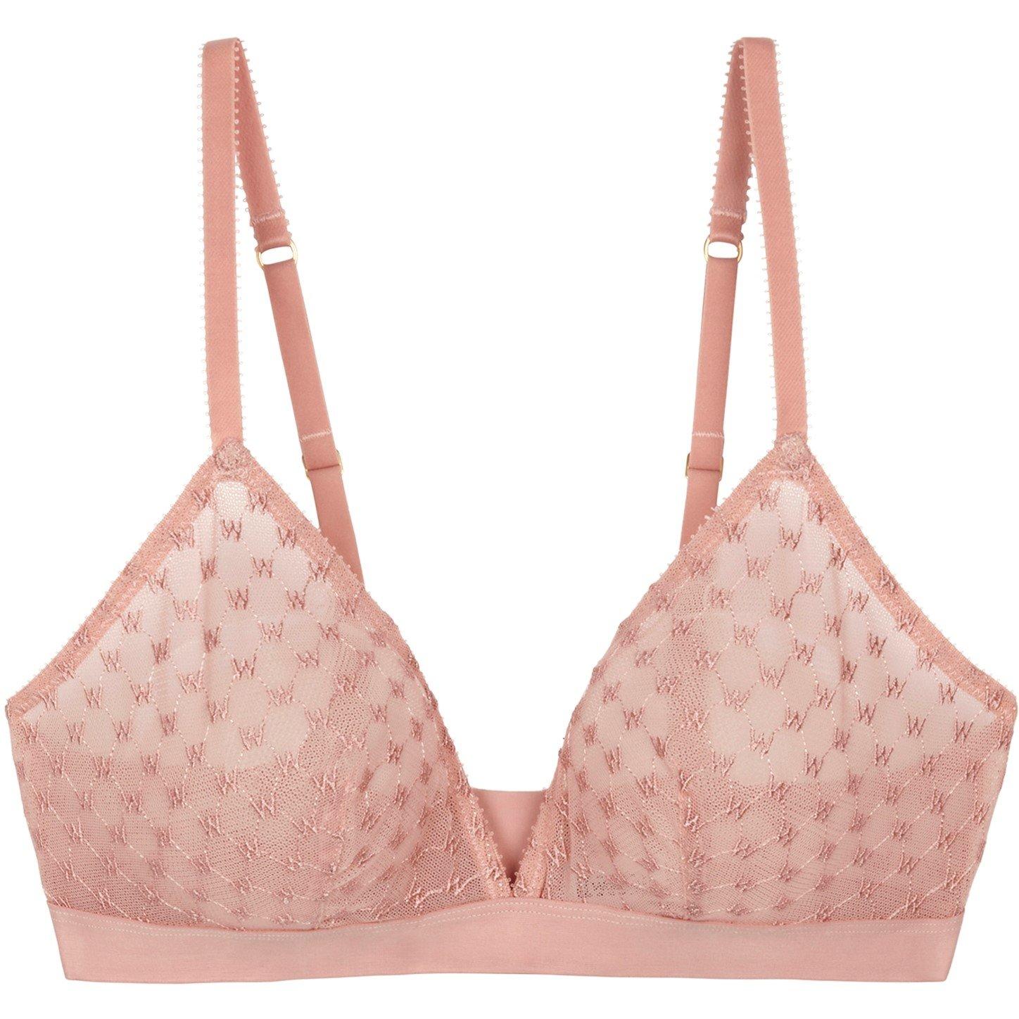 Wolford Women's Sheer Lace Non-Wired Triangle Bralette - Pink - 14 (L)