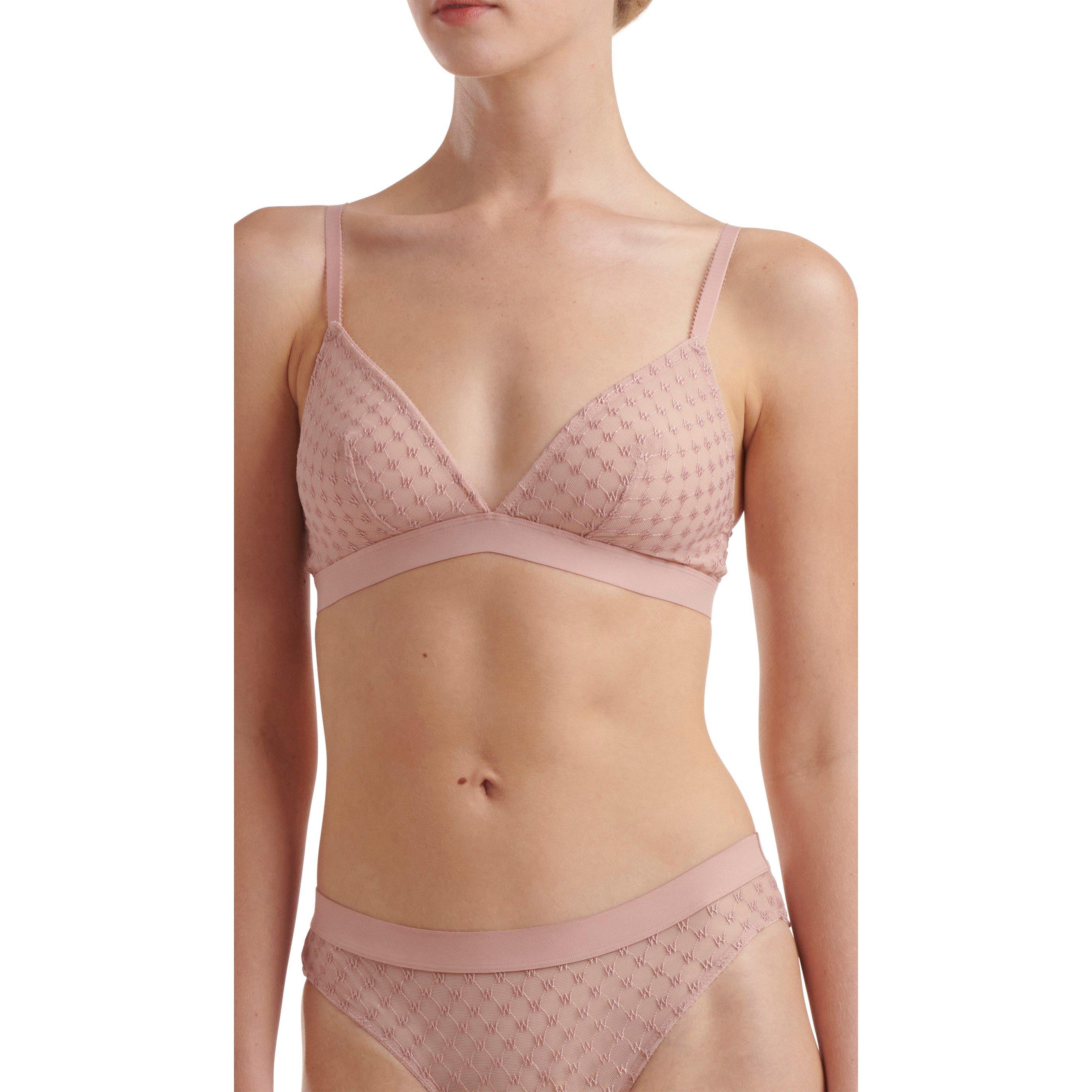 Pink - Wolford - Women's Sheer Lace Non-Wired Triangle Bralette - 2