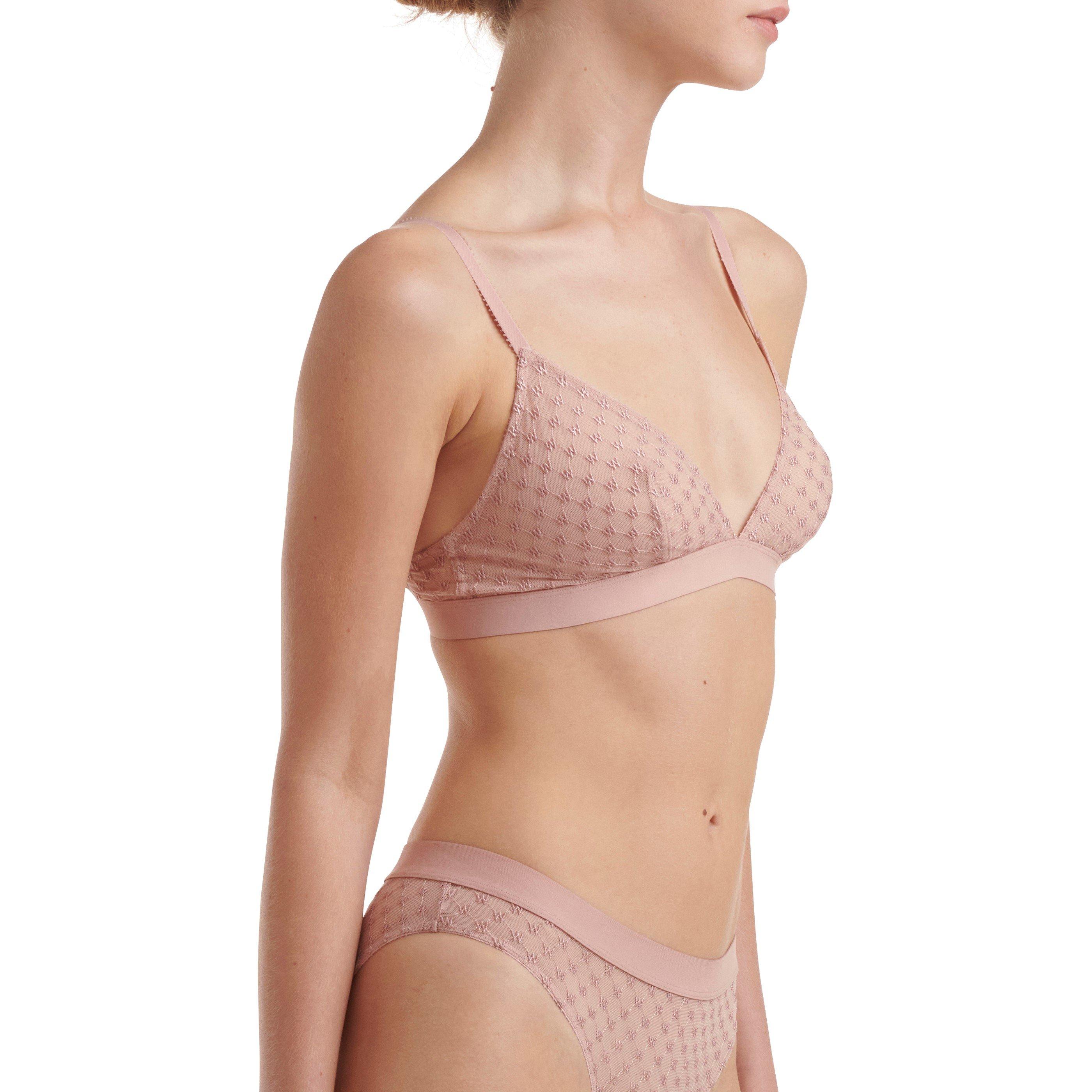 Pink - Wolford - Women's Sheer Lace Non-Wired Triangle Bralette - 3
