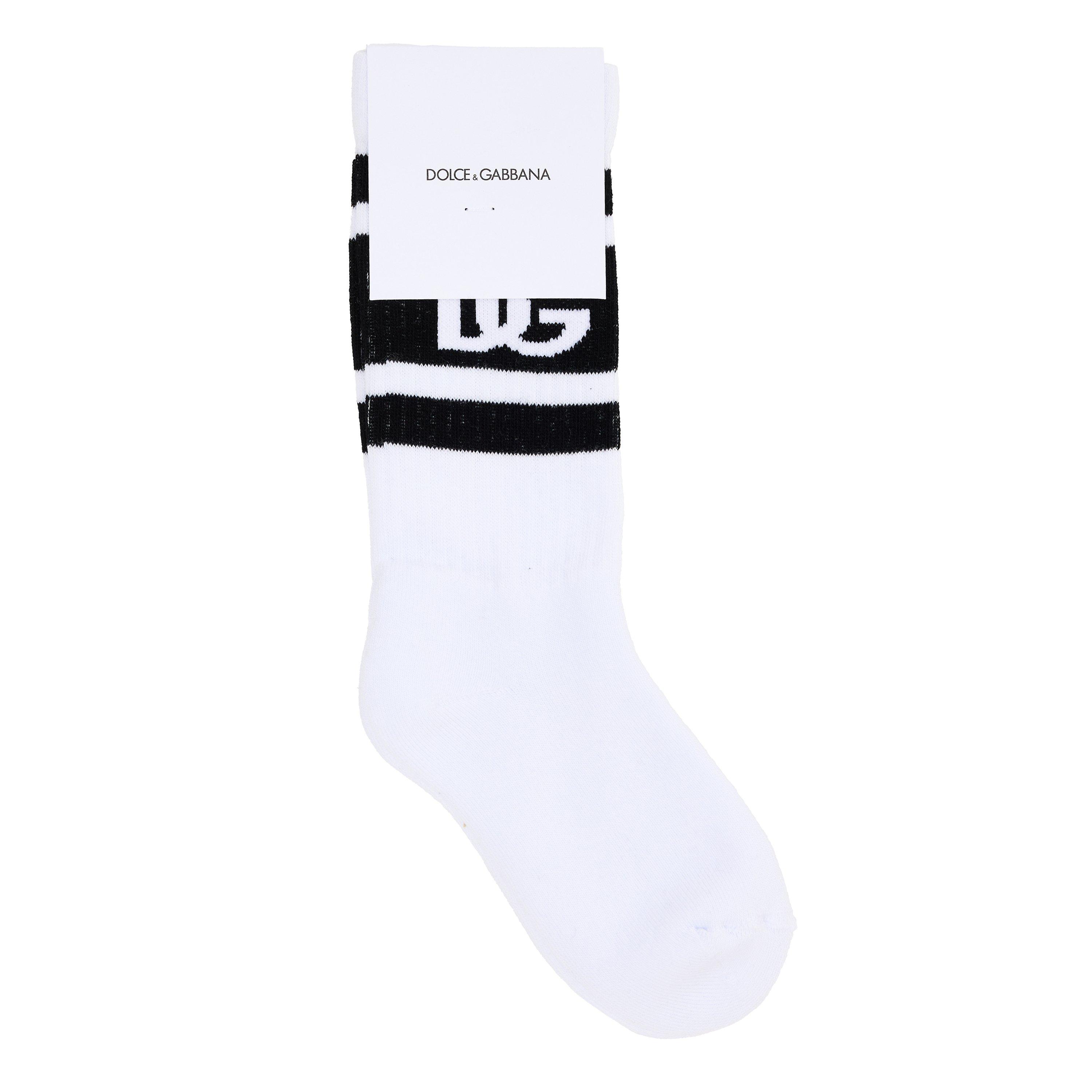 Wht Blk S9002 - Dolce and Gabbana - DG Logo Socks Jn61 - 2
