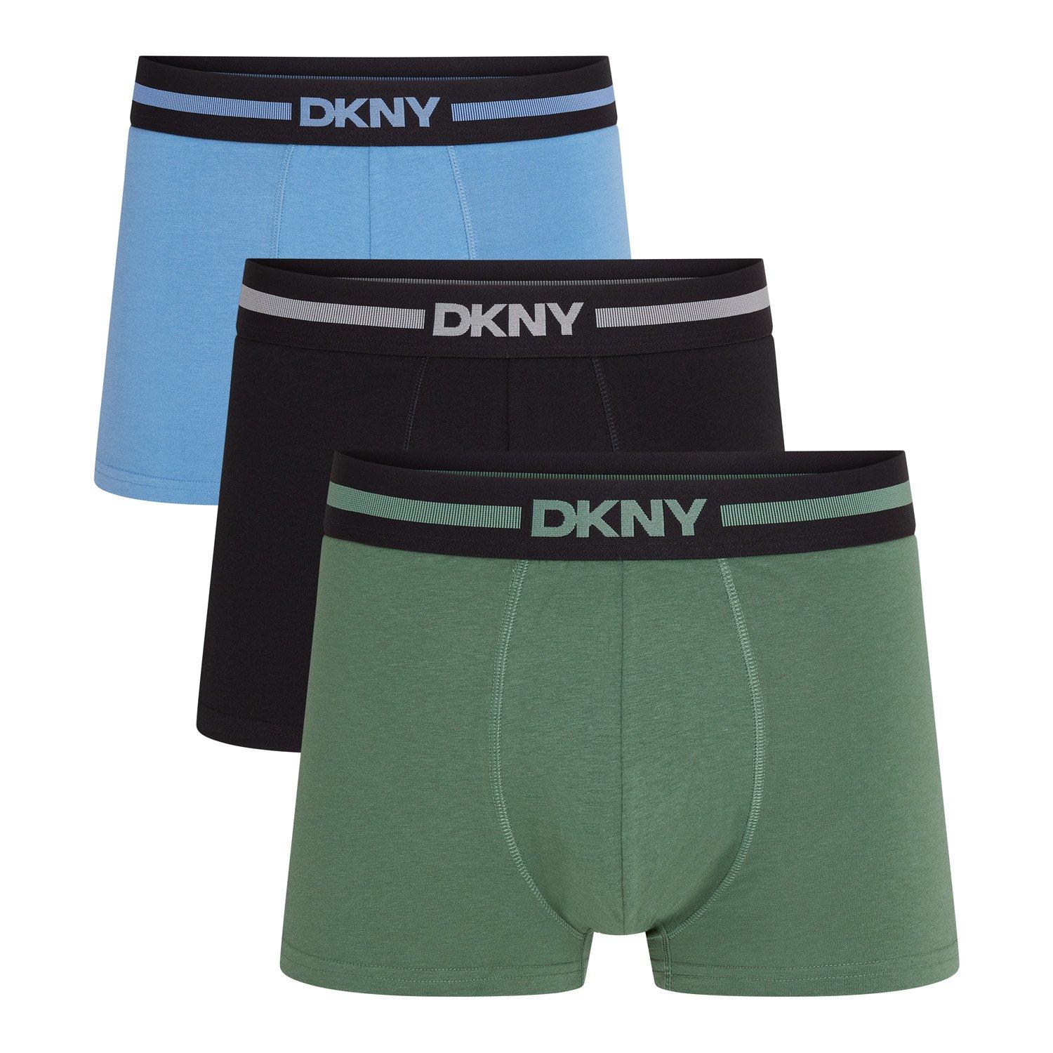 Dkny Men's 3 Pack Trunks Carmel - Green/Black/Blu - Large