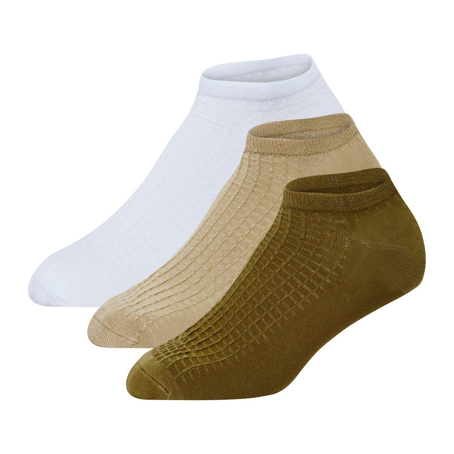 White/Khak/Oliv - DKNY - Mens 3 Pack Trainer Liners Leif - 1