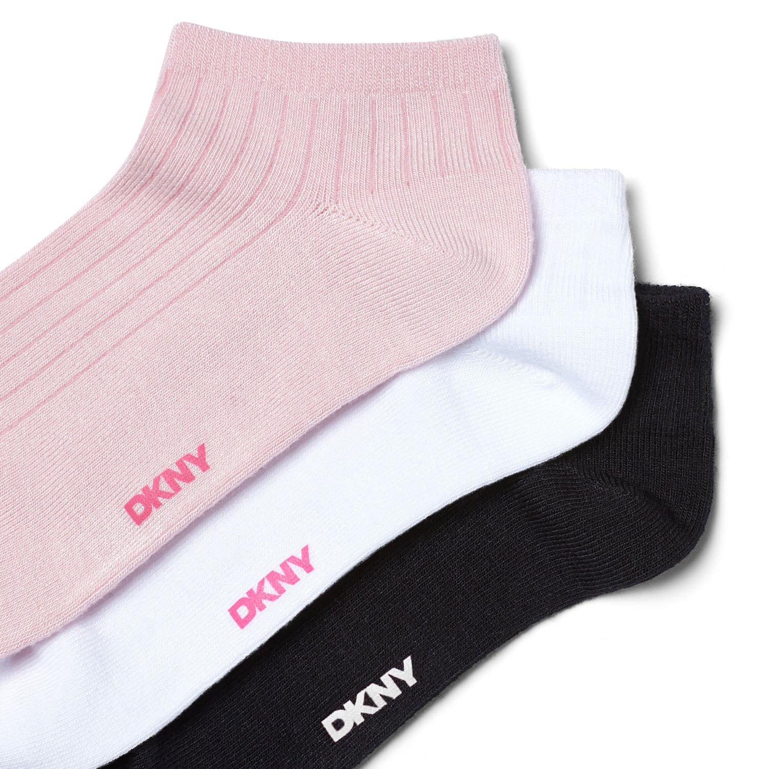 White/Pink/Blck - DKNY - Womens 3 Pack Trainer Liner Emaline - 7