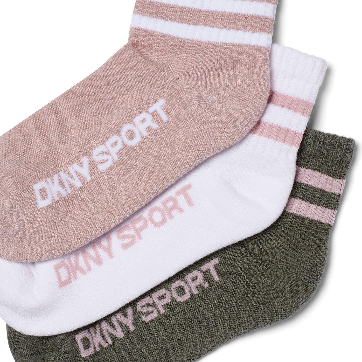 Khaki/Rosa/Weiß - DKNY - Womens 3 pack Sports Socks Chaya - 6