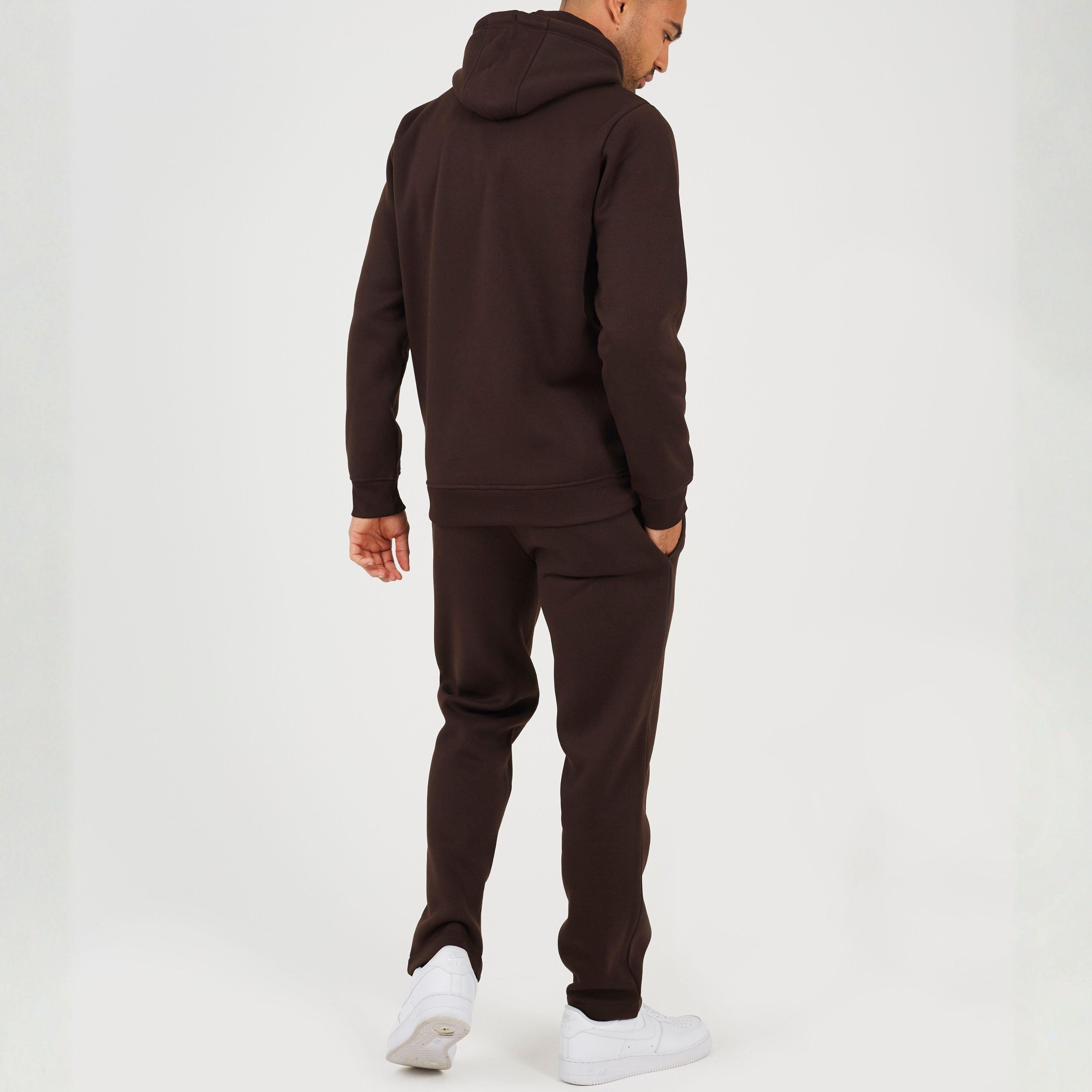 Chocolate Brown - Brave Soul - Mens Hoodie and Matching Joggers Set - 2