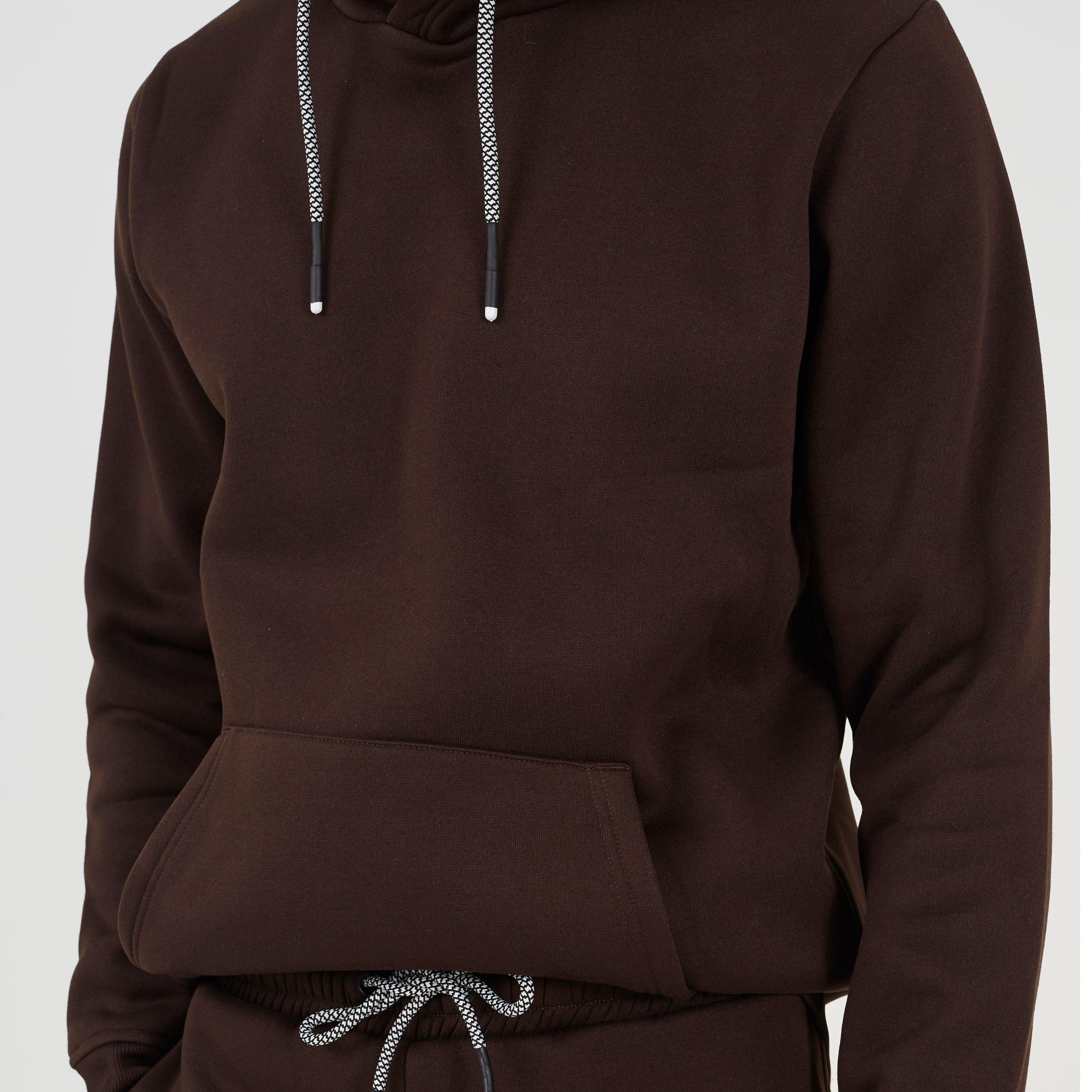 Chocolate Brown - Brave Soul - Mens Hoodie and Matching Joggers Set - 3