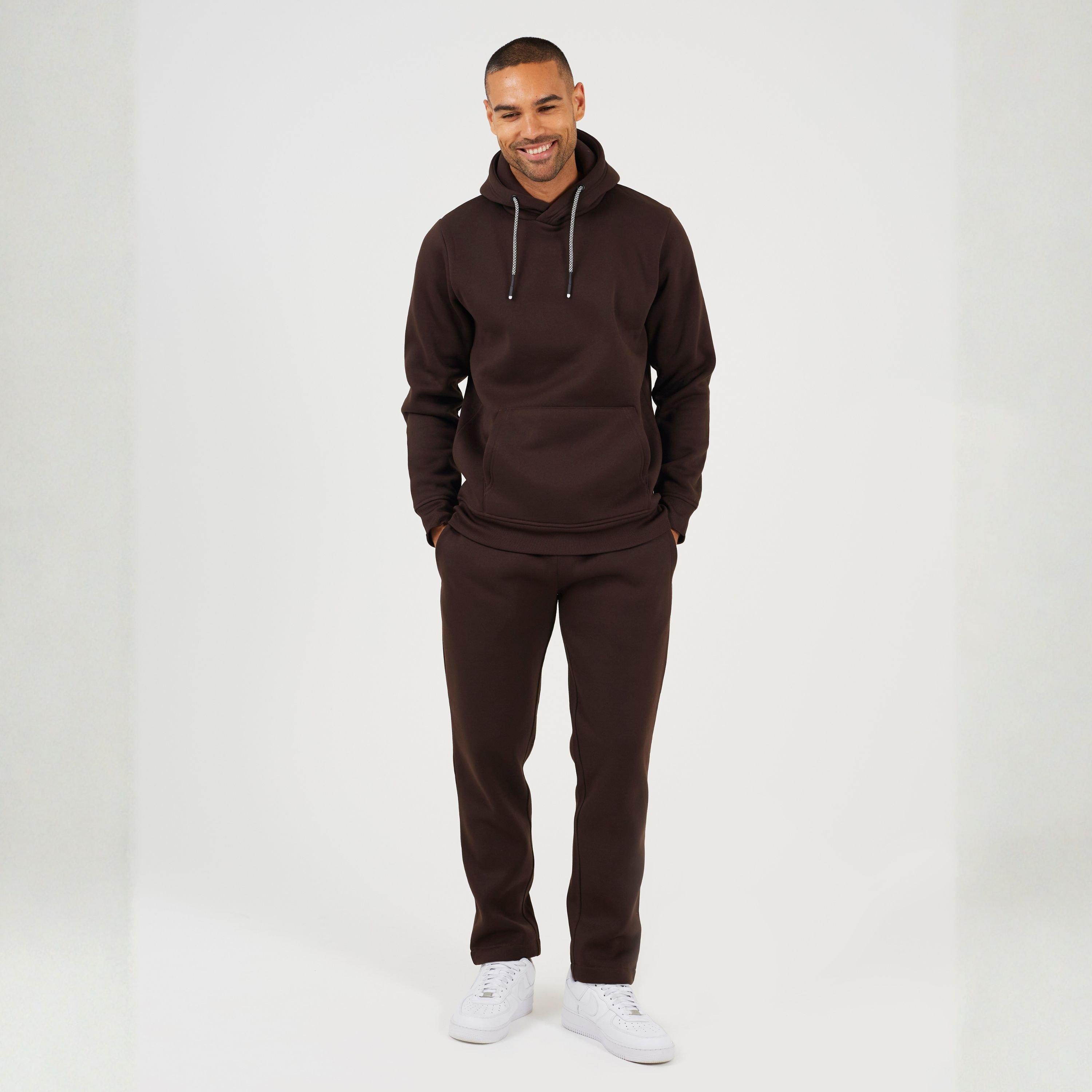 Chocolate Brown - Brave Soul - Mens Hoodie and Matching Joggers Set - 4