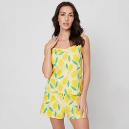 Be You Lemon Jersey Lemon Printed Cami Shortie Pyjama Set