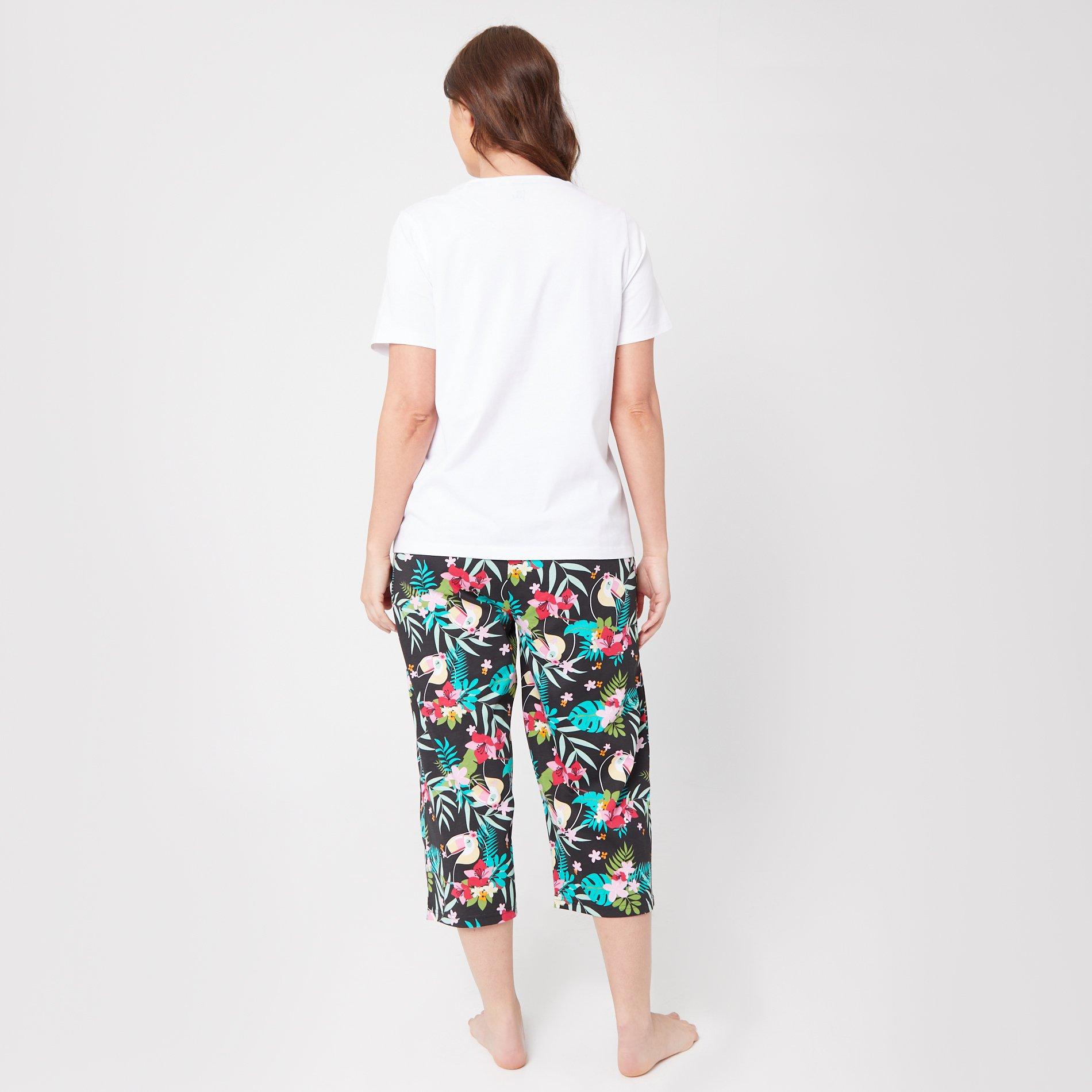 Black/Multi - Be You - Jersey Toucan Tropical Cropped Pyjama Set - 3