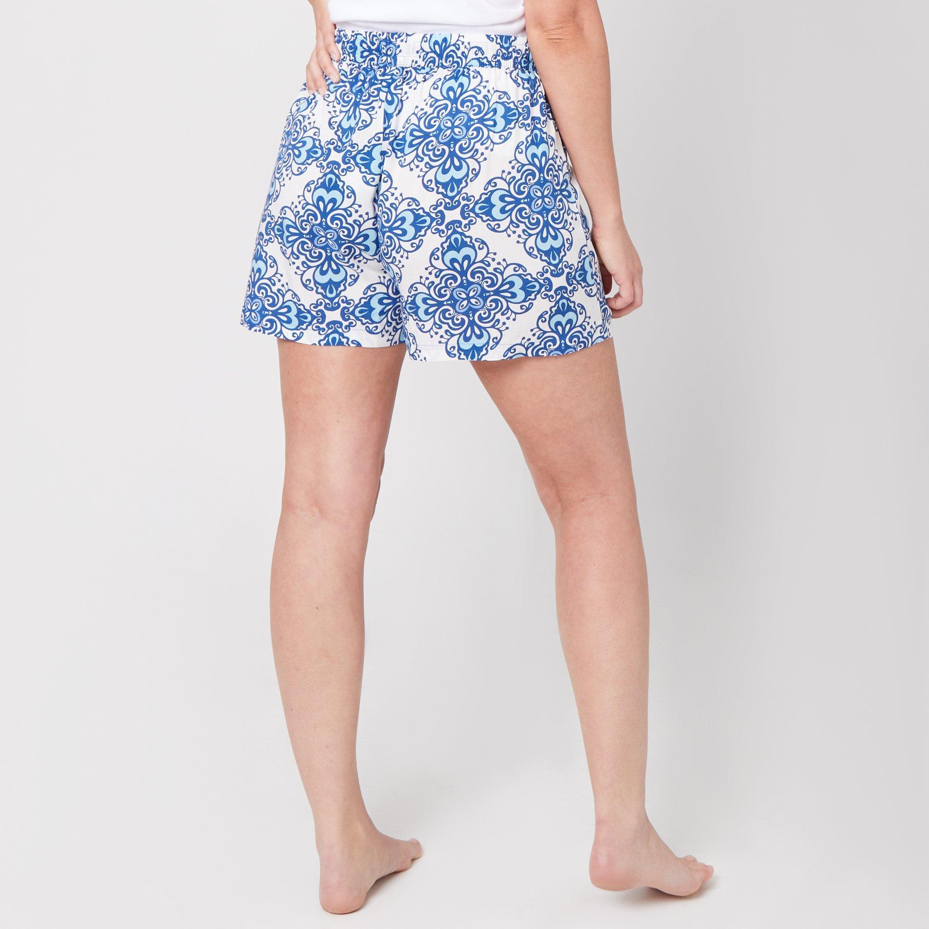 Blå/Hvid - Be You - Tile Woven Pyjama Shorts - 2