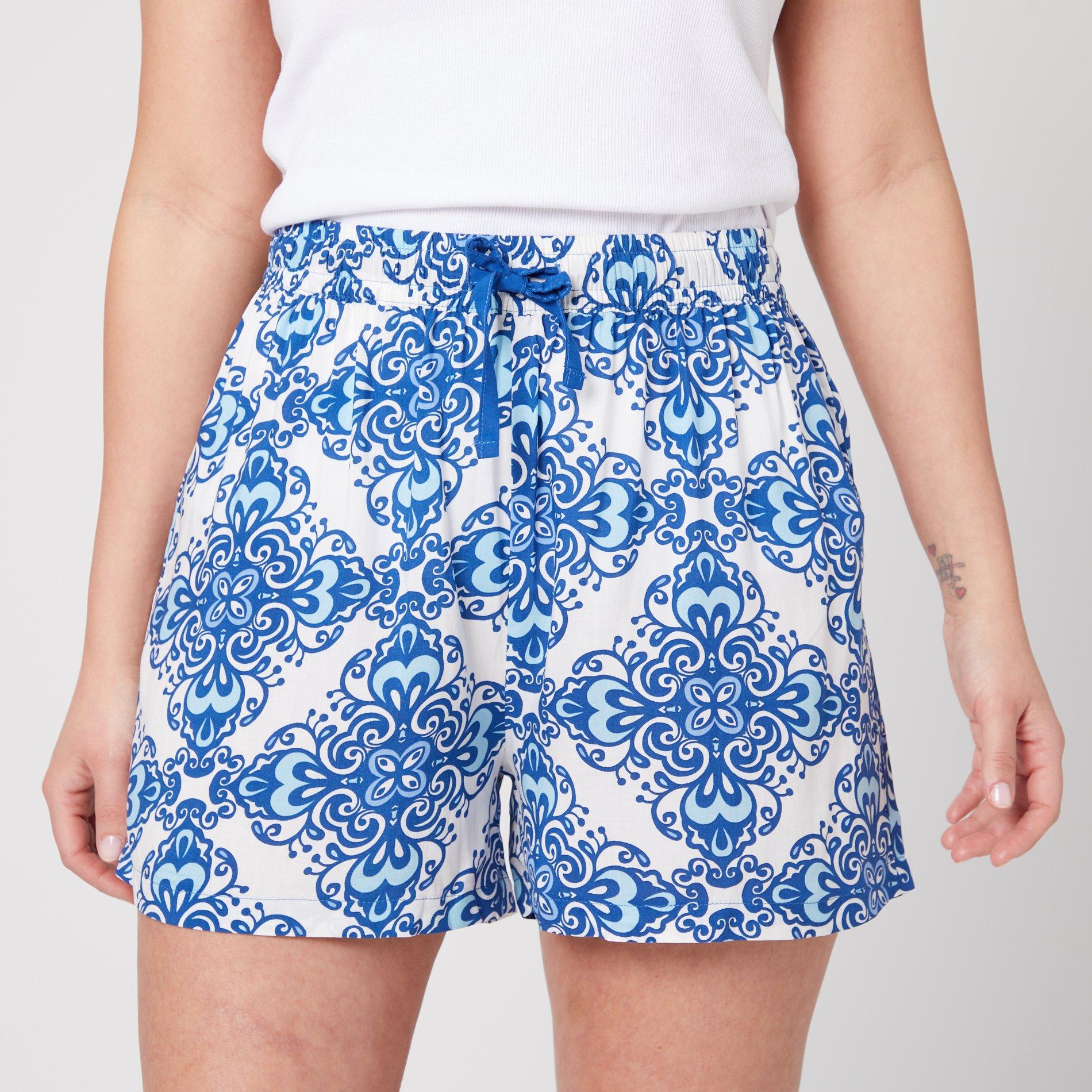 Blå/Hvid - Be You - Tile Woven Pyjama Shorts - 3