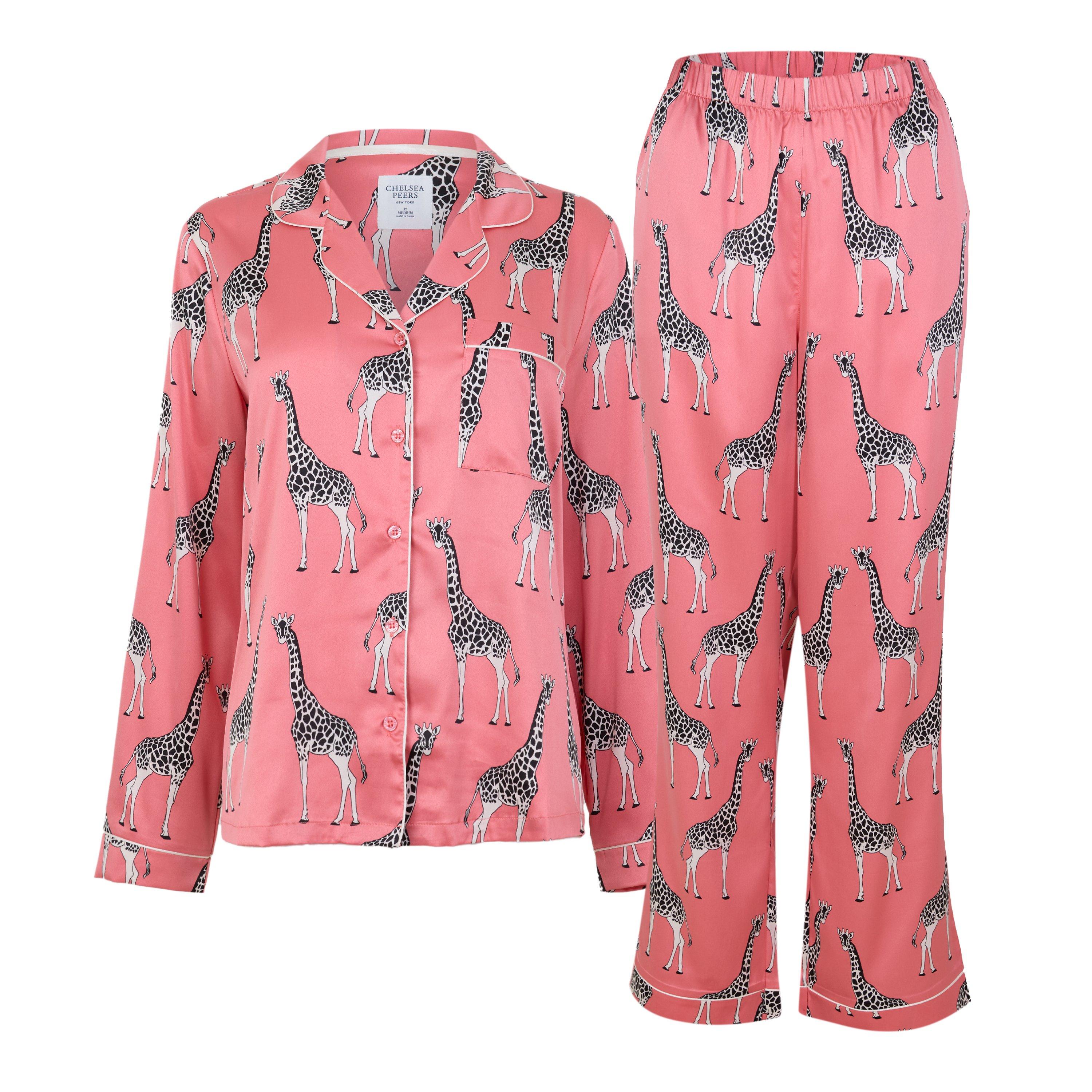 Chelsea Peers Women's Button-Up Satin Long-Sleeve Top And Trousers Pyjama Set Pink 14 (L) - Image 2