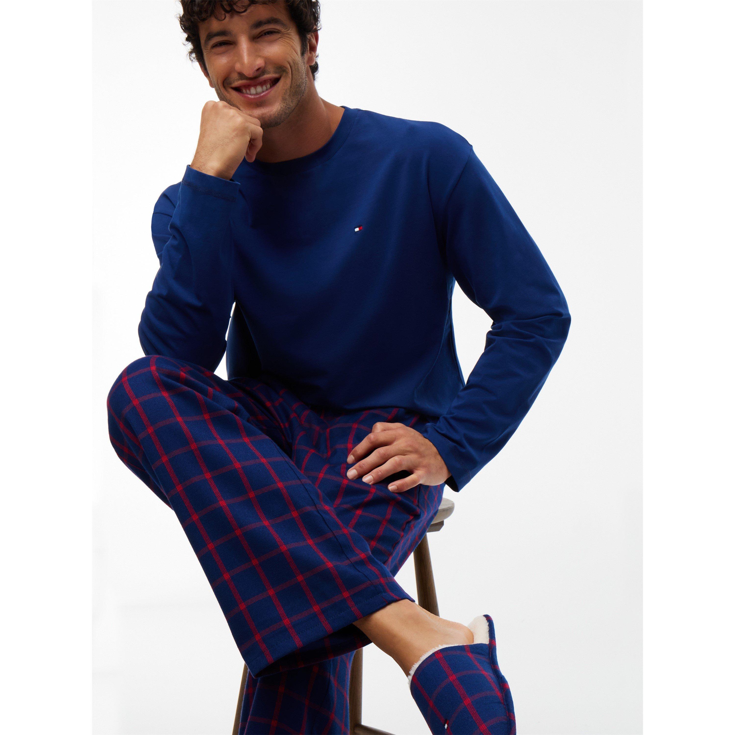 Navy/RedCheck - Tommy Hilfiger - Long Sleeve Pyjama & Slippers Gift Set - 2