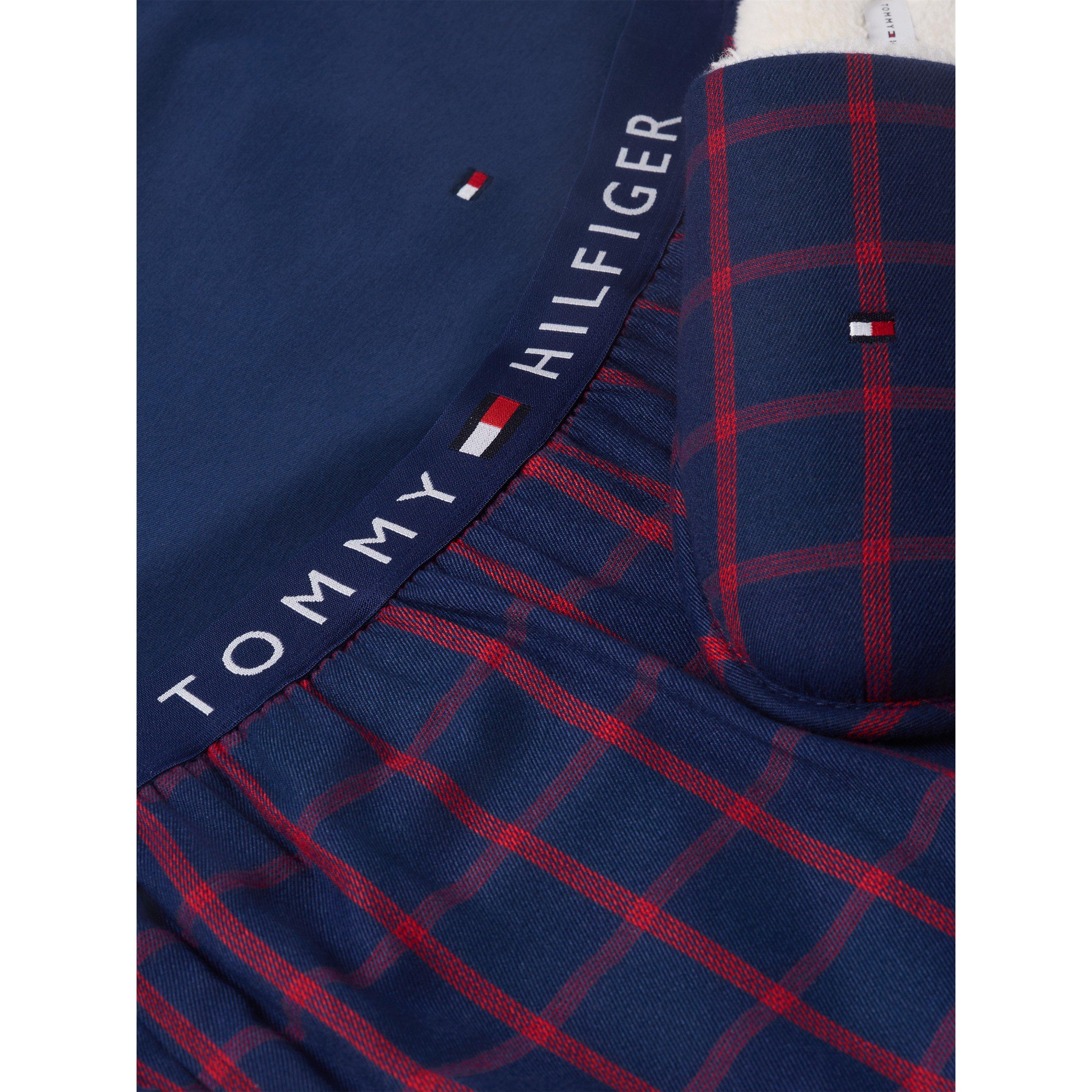 Navy/RedCheck - Tommy Hilfiger - Long Sleeve Pyjama & Slippers Gift Set - 8