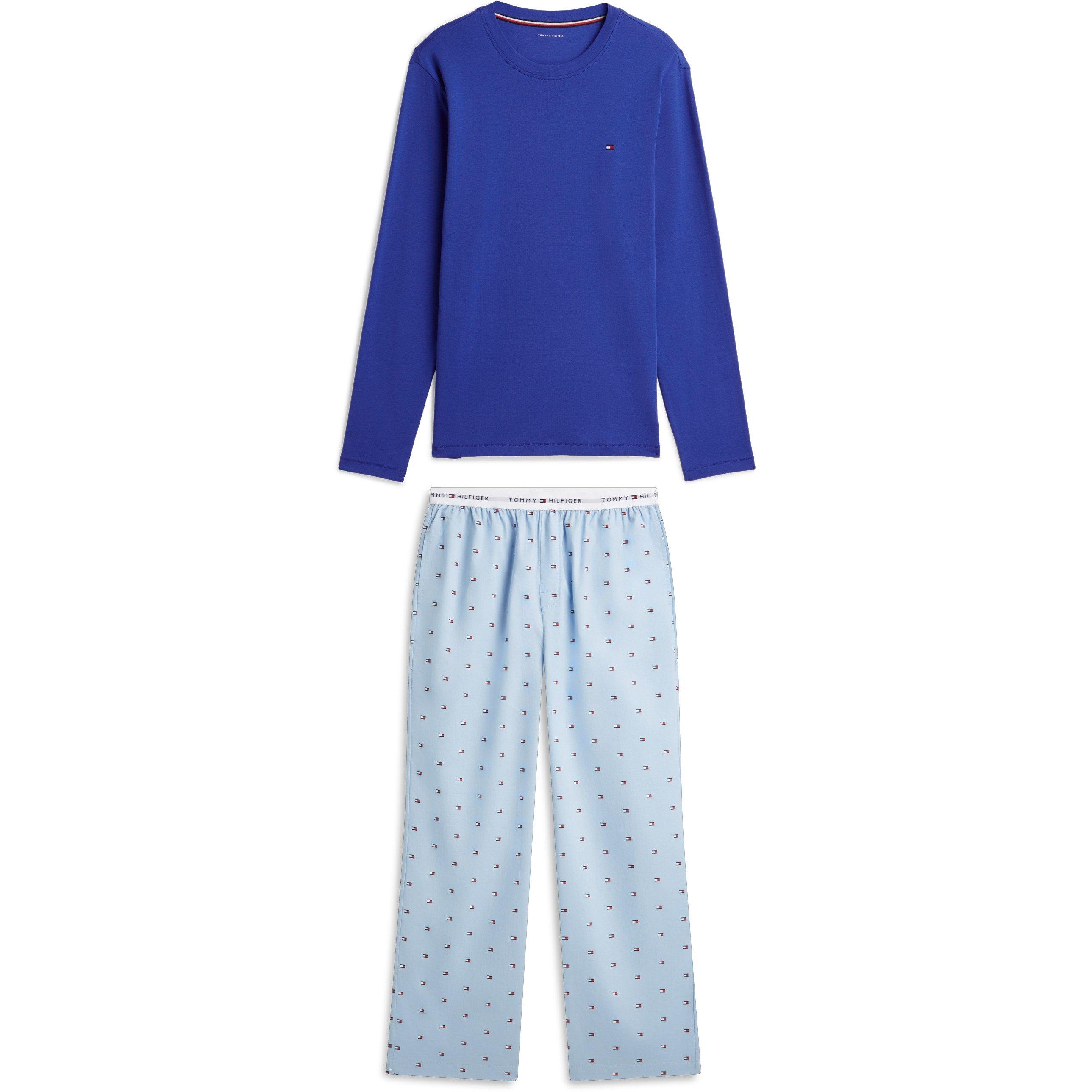 Tommy Hilfiger Long Sleeve Pyjama Set - Blue/Flag AOP - L