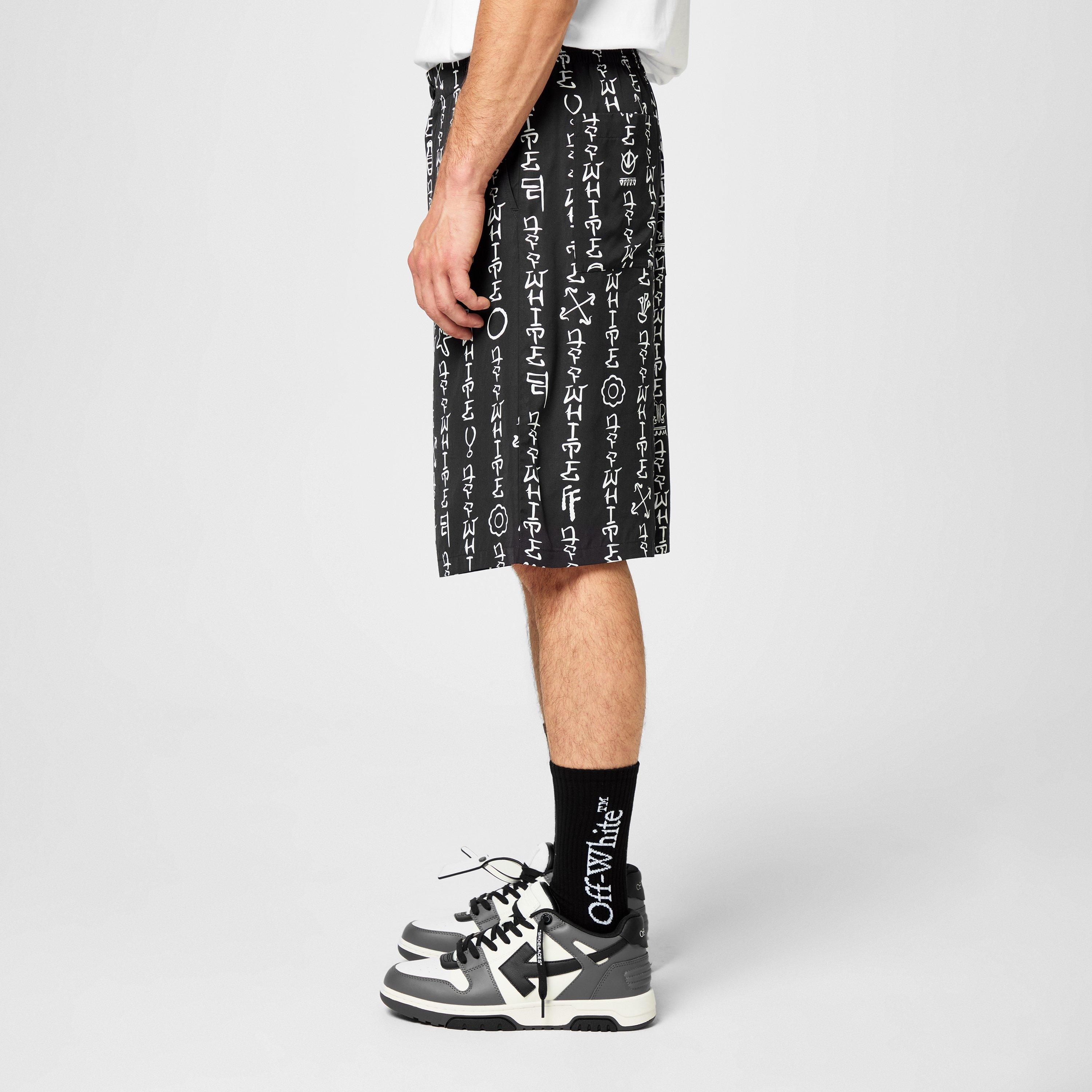 Black - Off White - Men's  Bowling Design Shorts - 2