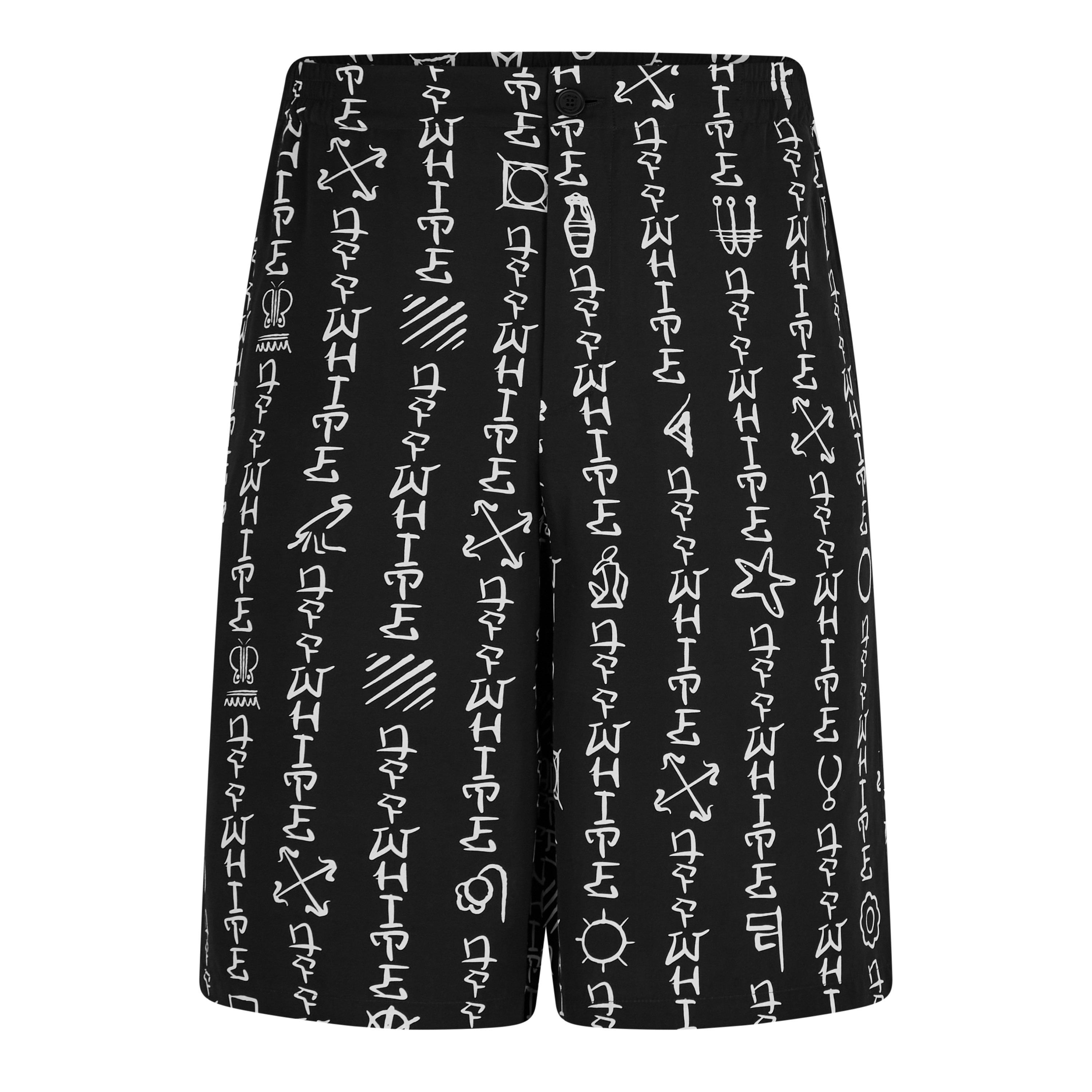 Black - Off White - Men's  Bowling Design Shorts - 5
