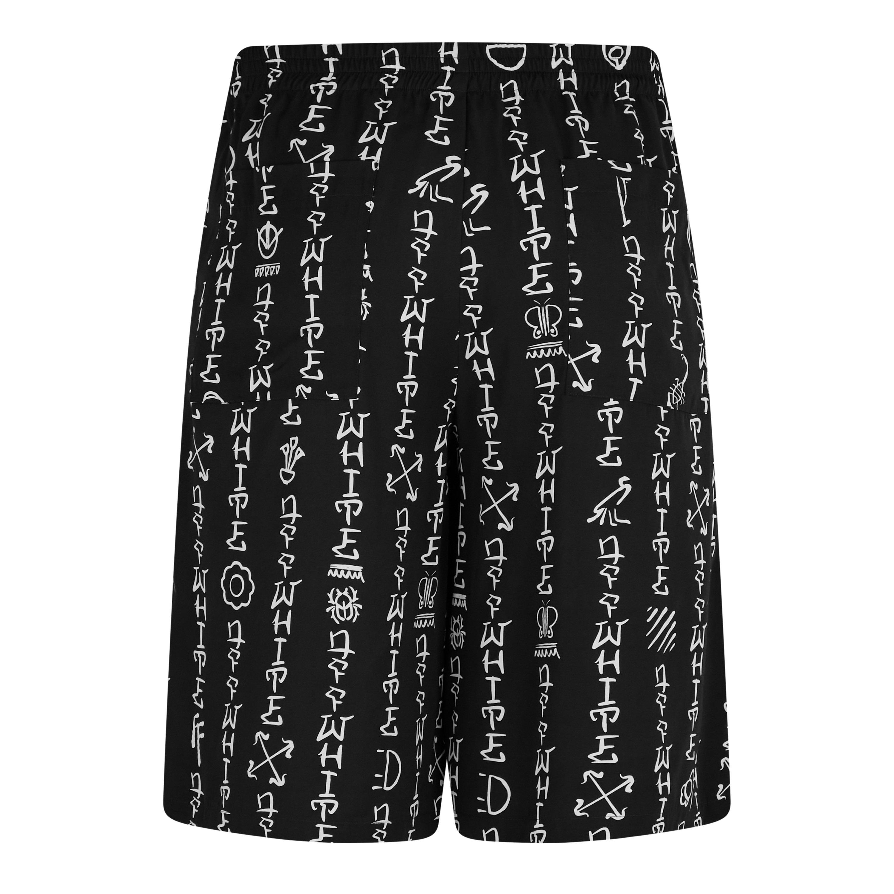 Black - Off White - Men's  Bowling Design Shorts - 6
