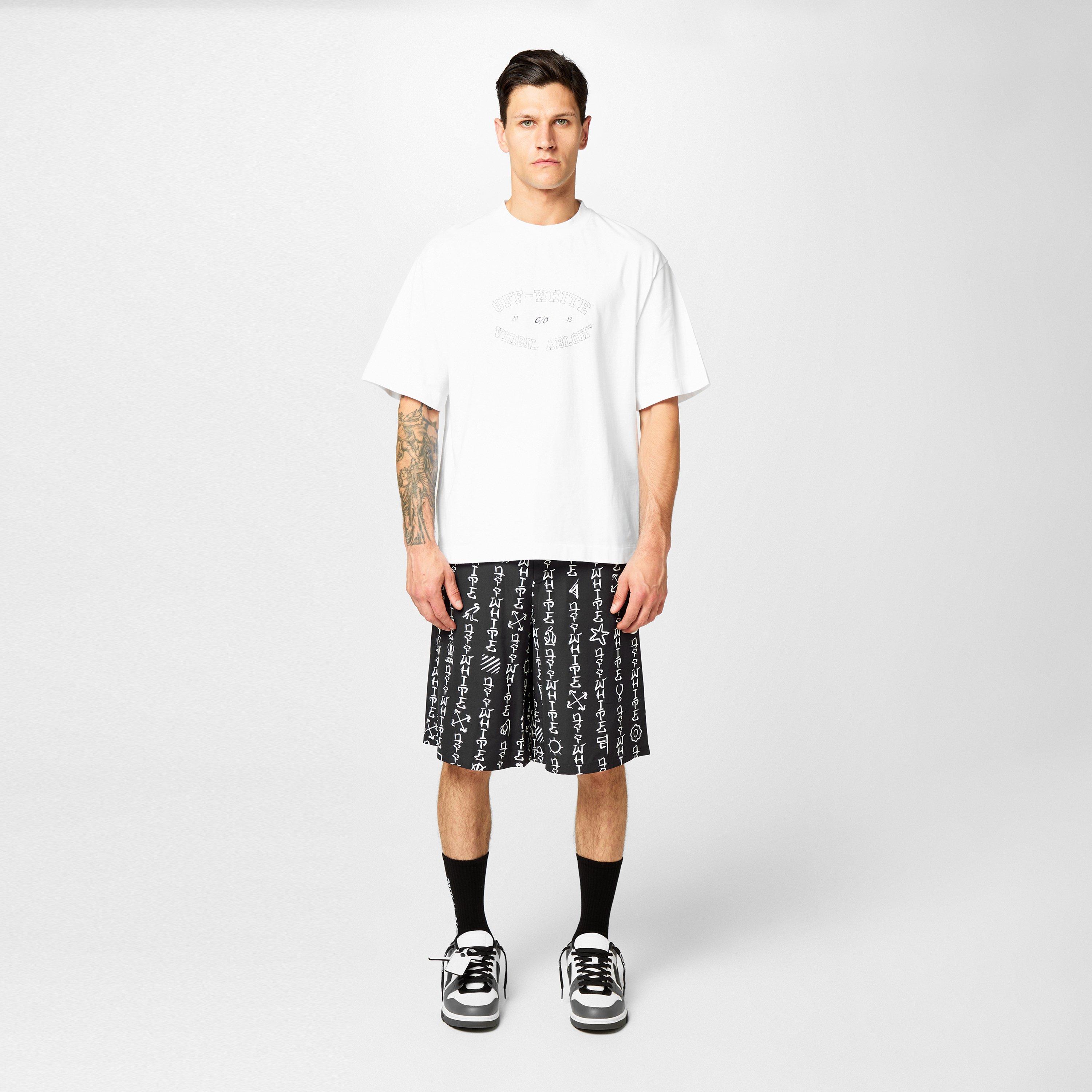Black - Off White - Men's  Bowling Design Shorts - 4