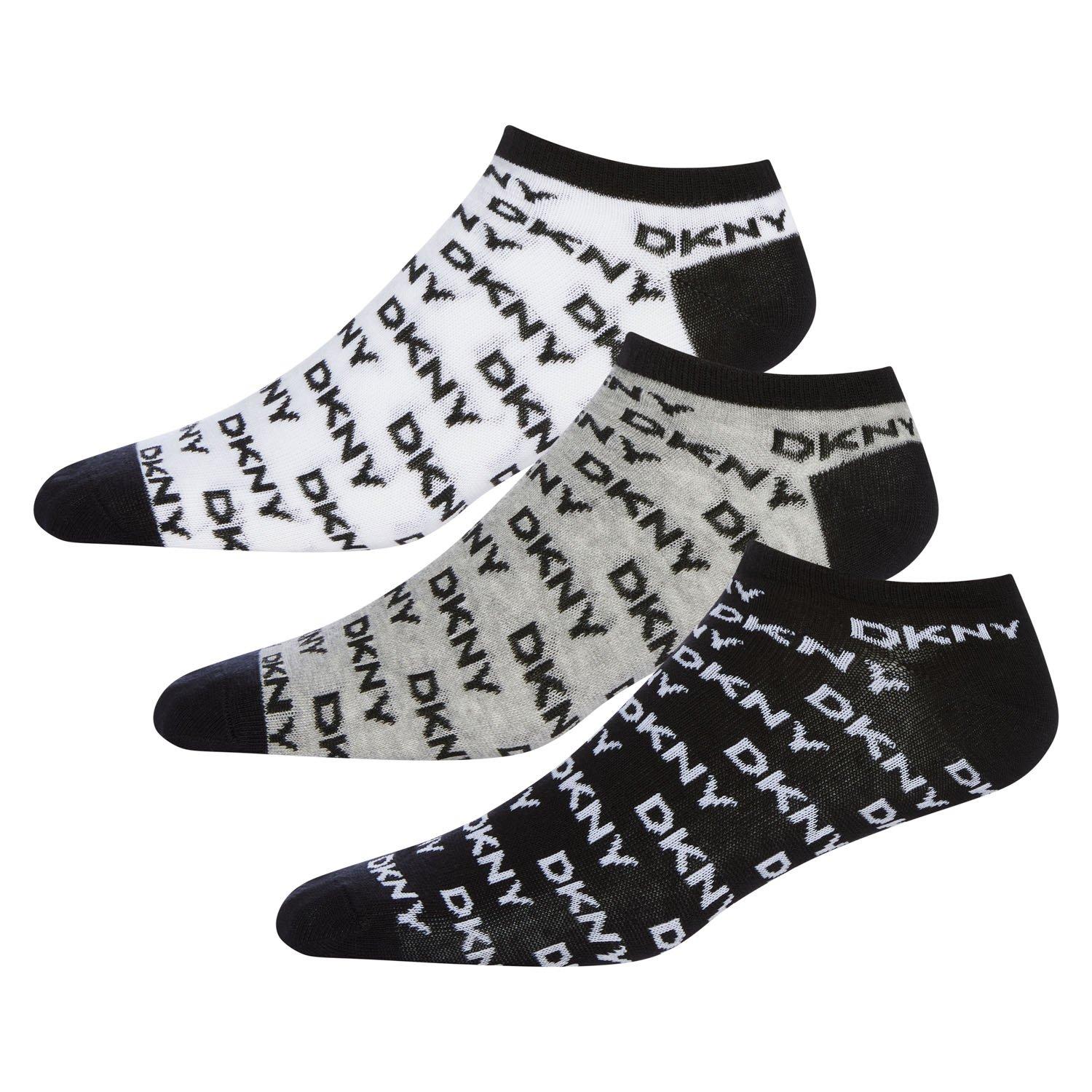 Black/White/Gry - DKNY - DKNY Womens 3 pack Trainer Liner Grace - 1
