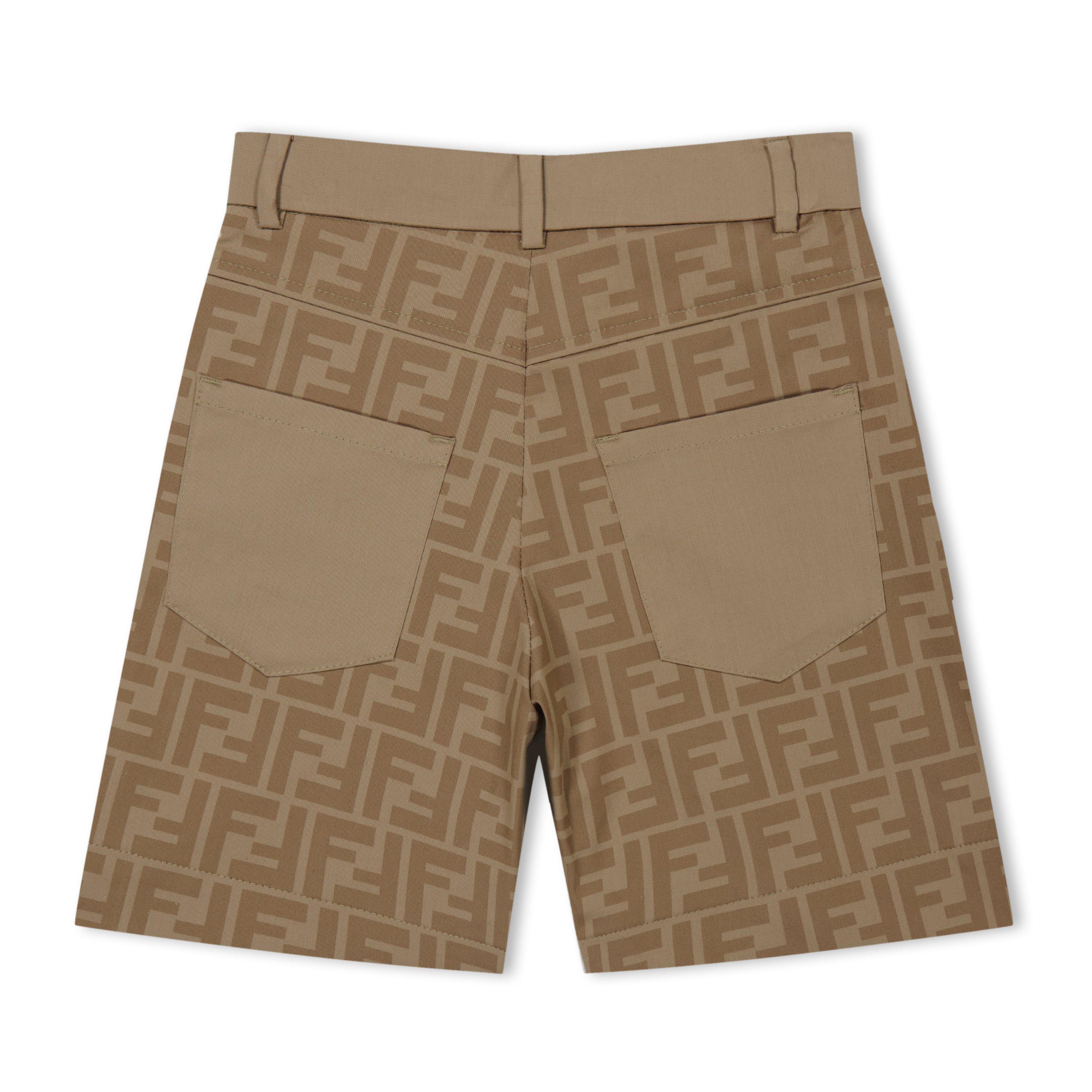 Beige F1F4G - Fendi - Ff Logo Chambray Shorts - 2