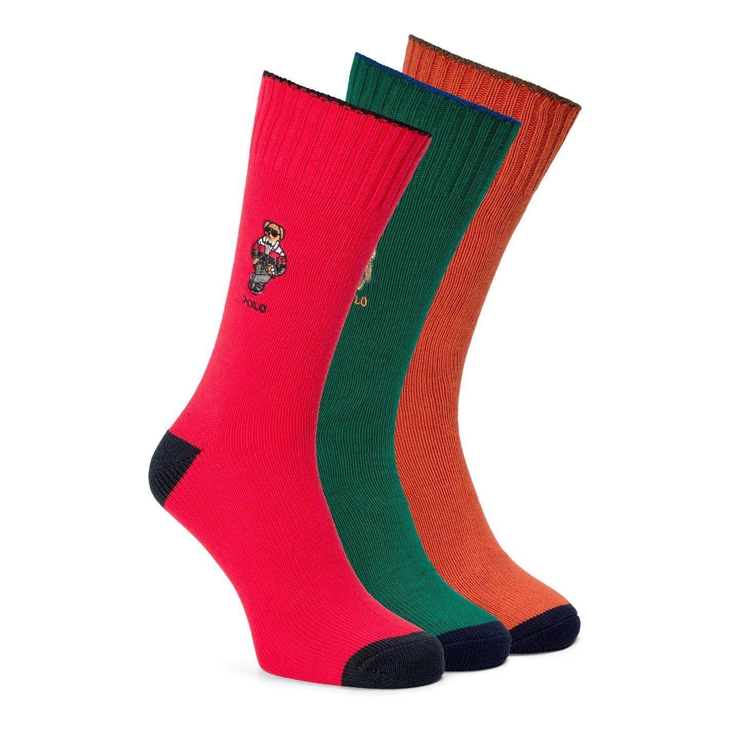 Olive Multi - Polo Ralph Lauren - 3-Pack Polo Bear Socks Gift Box - 2