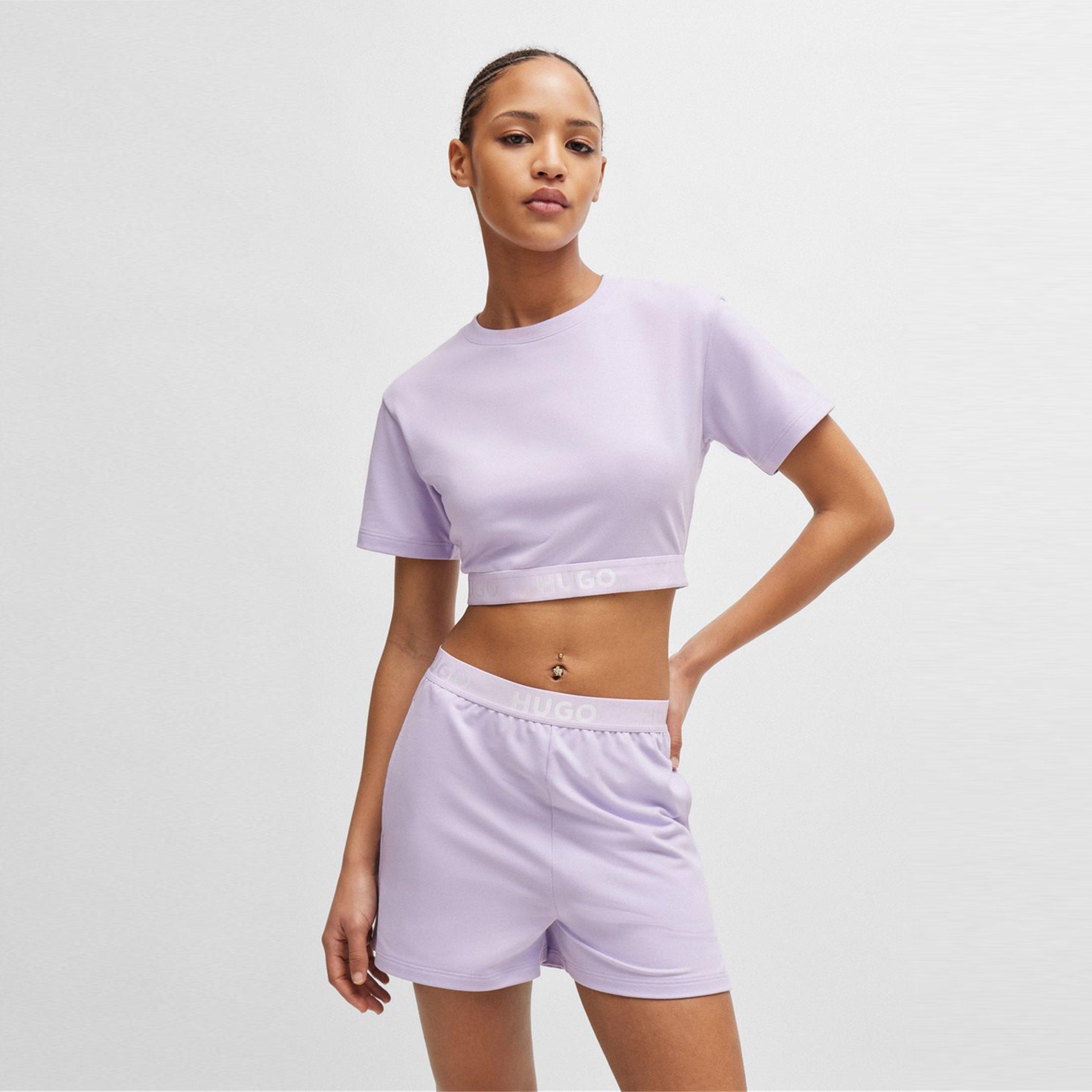 Purple - Hugo - Women's Sporty Logo Pyjama Short Sleeve Top - 2