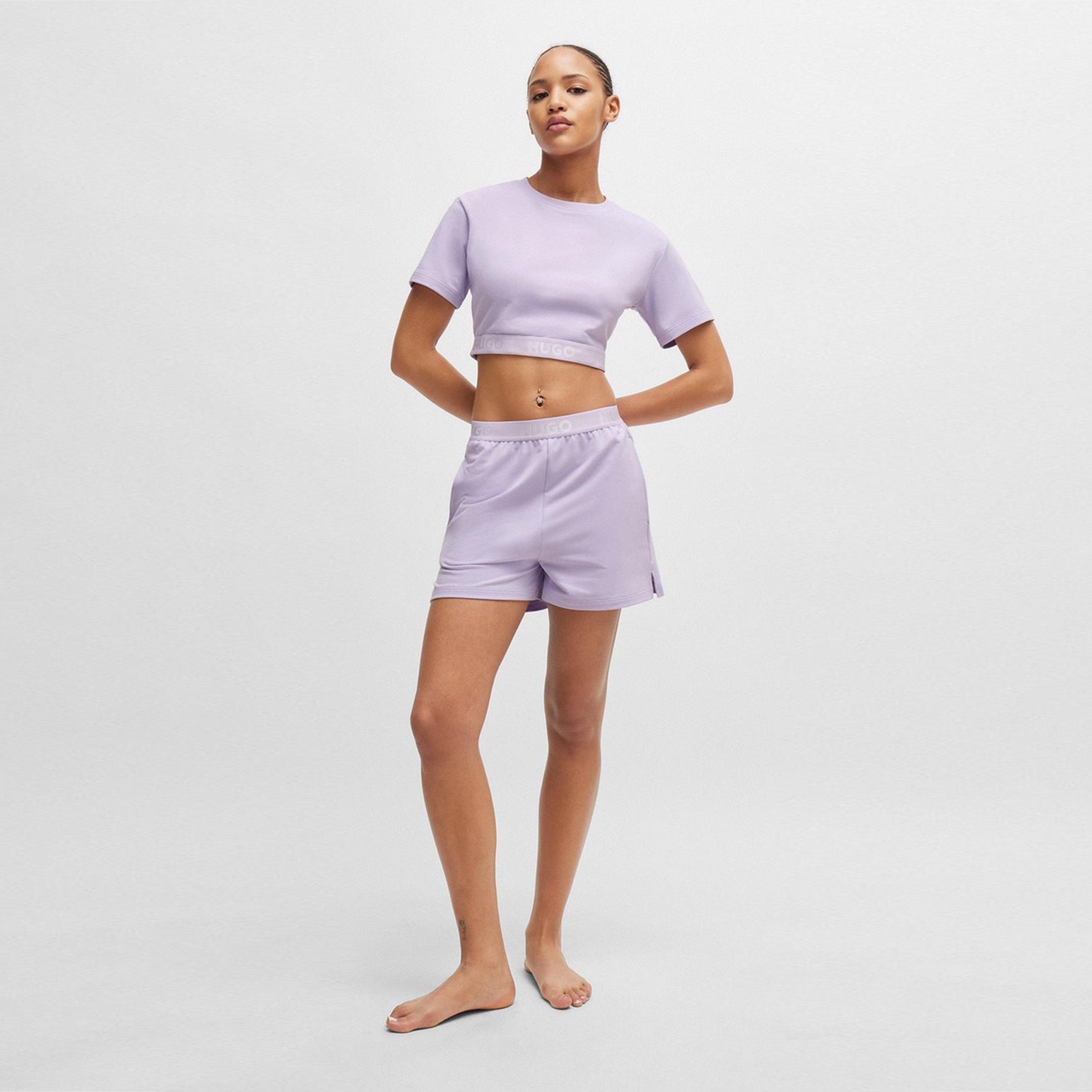 Purple - Hugo - Women's Sporty Logo Pyjama Short Sleeve Top - 5