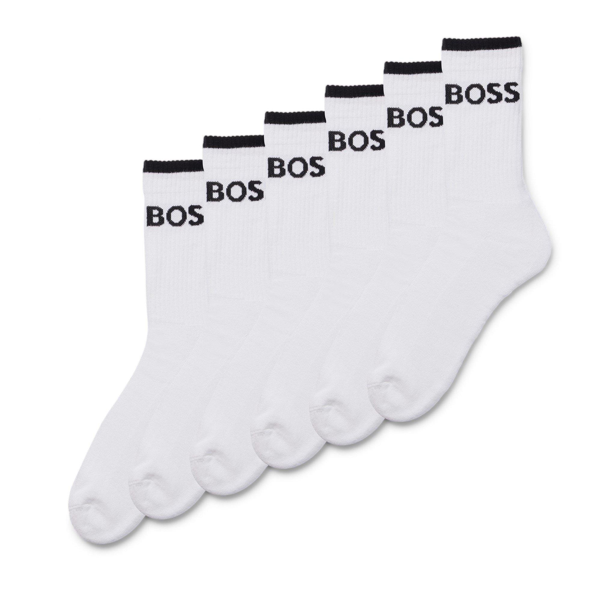White 100 - Boss - Mens BOSS Bodywear Stripe Crew Socks with Logo Detail - 3