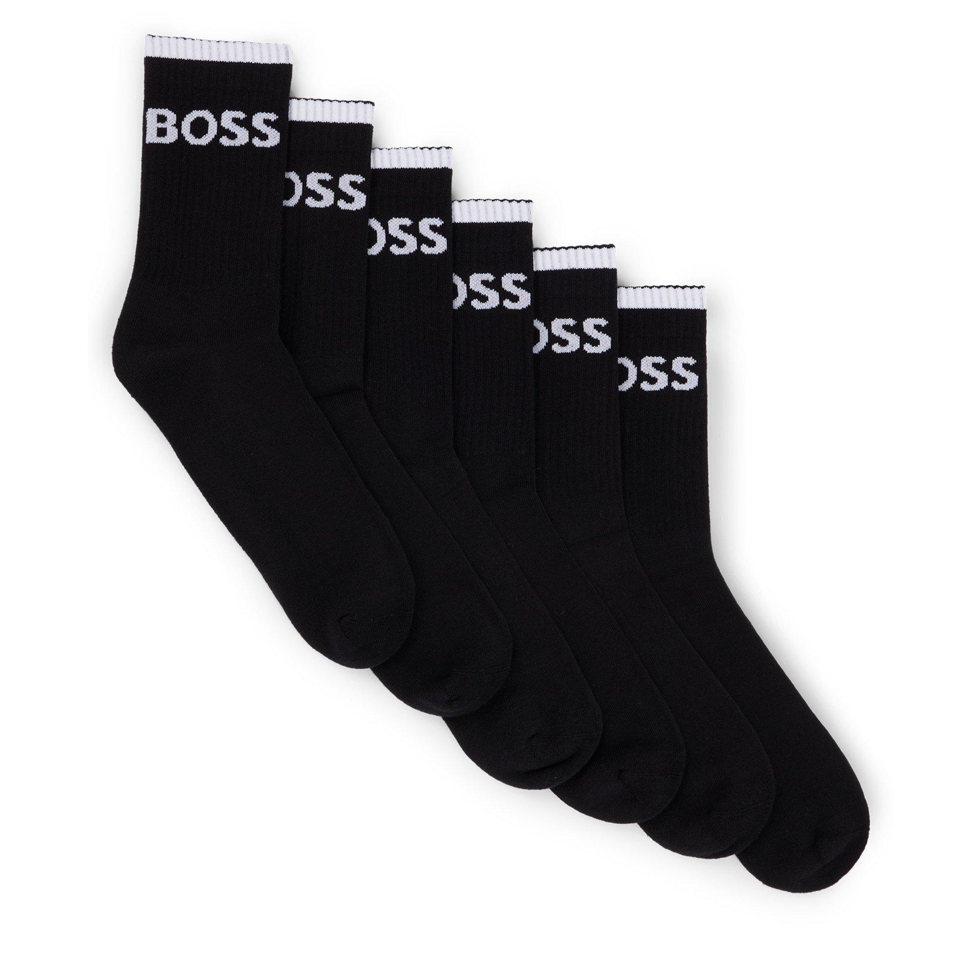 Boss Men's Bodywear Stripe Crew Socks With Logo Detail - Black 001 - 39-42