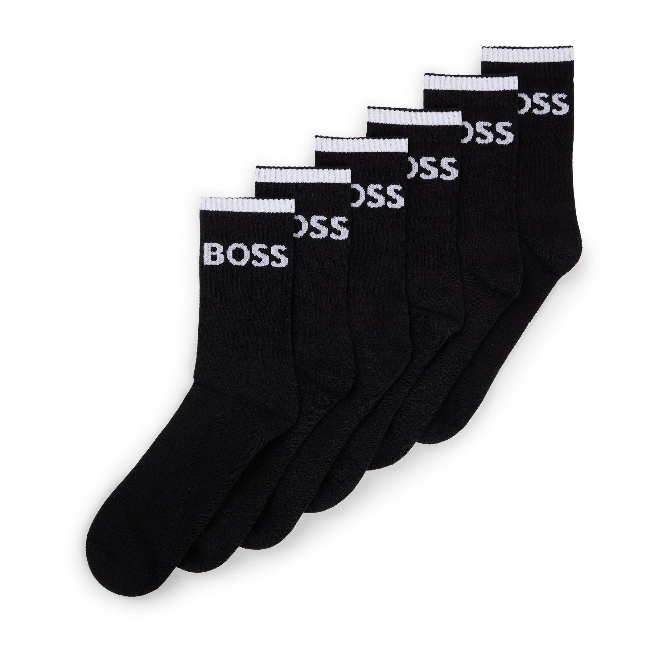 Black 001 - Boss - Men's Stripe Crew Socks - 3