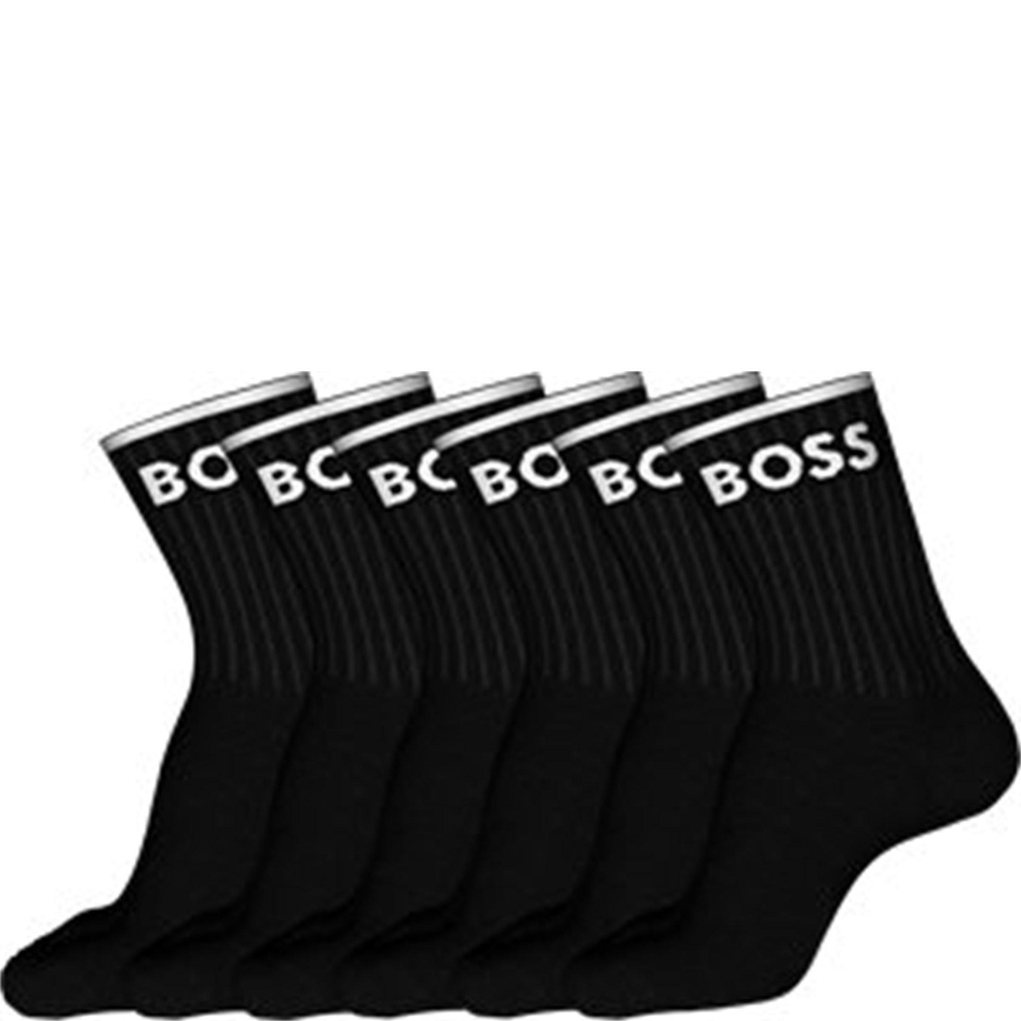Black 001 - Boss - Men's Stripe Crew Socks - 4