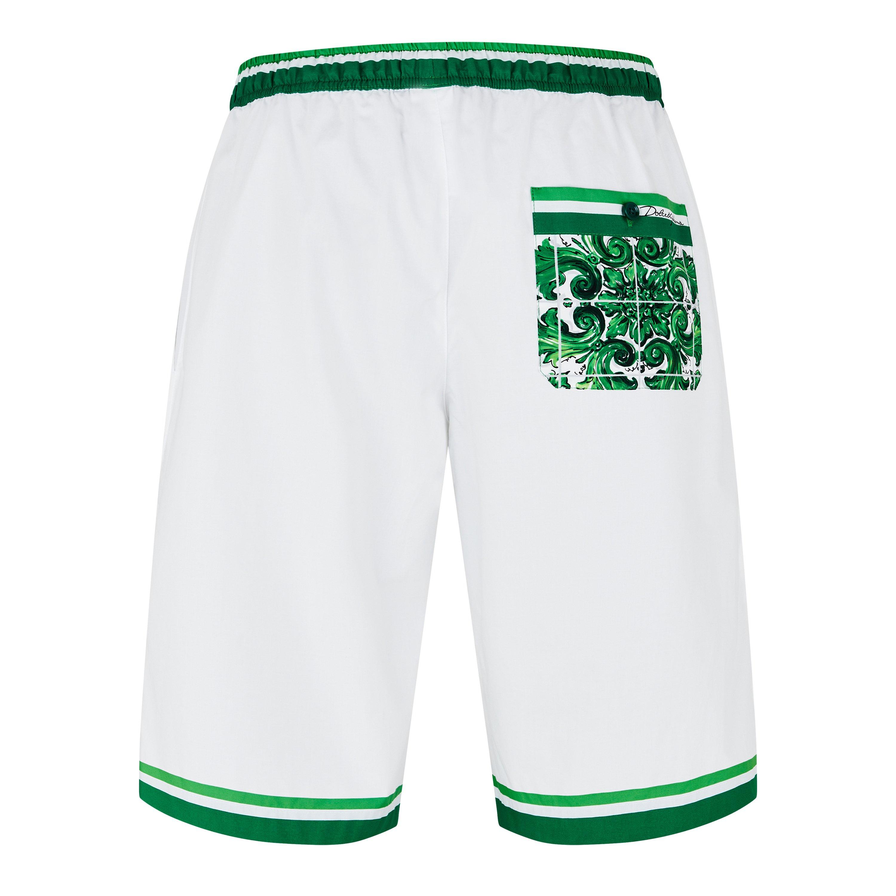 Maiolica Green - Dolce and Gabbana - Men's Maiolica Woven Tracksuit Shorts - 6