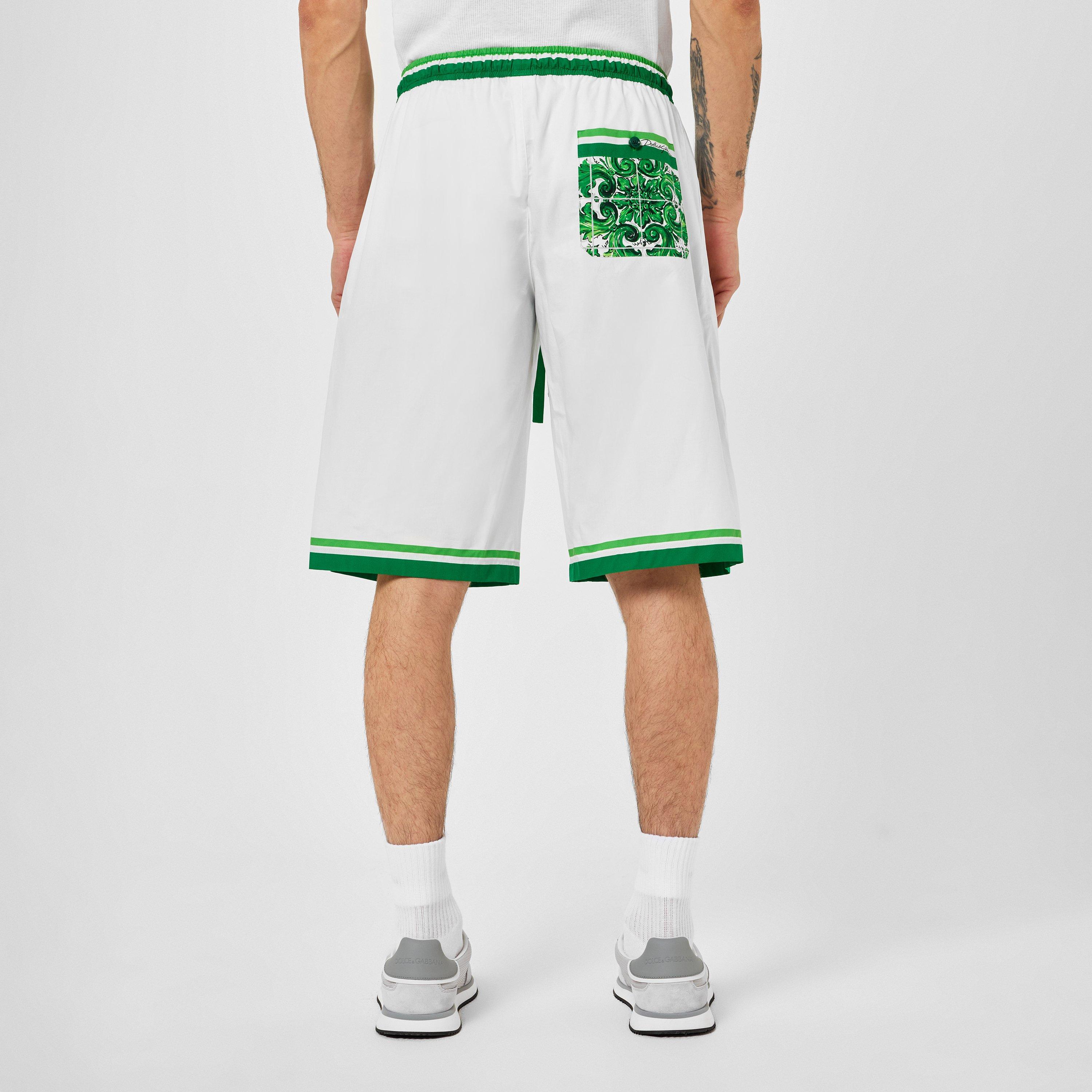 Maiolica Green - Dolce and Gabbana - Men's Maiolica Woven Tracksuit Shorts - 3