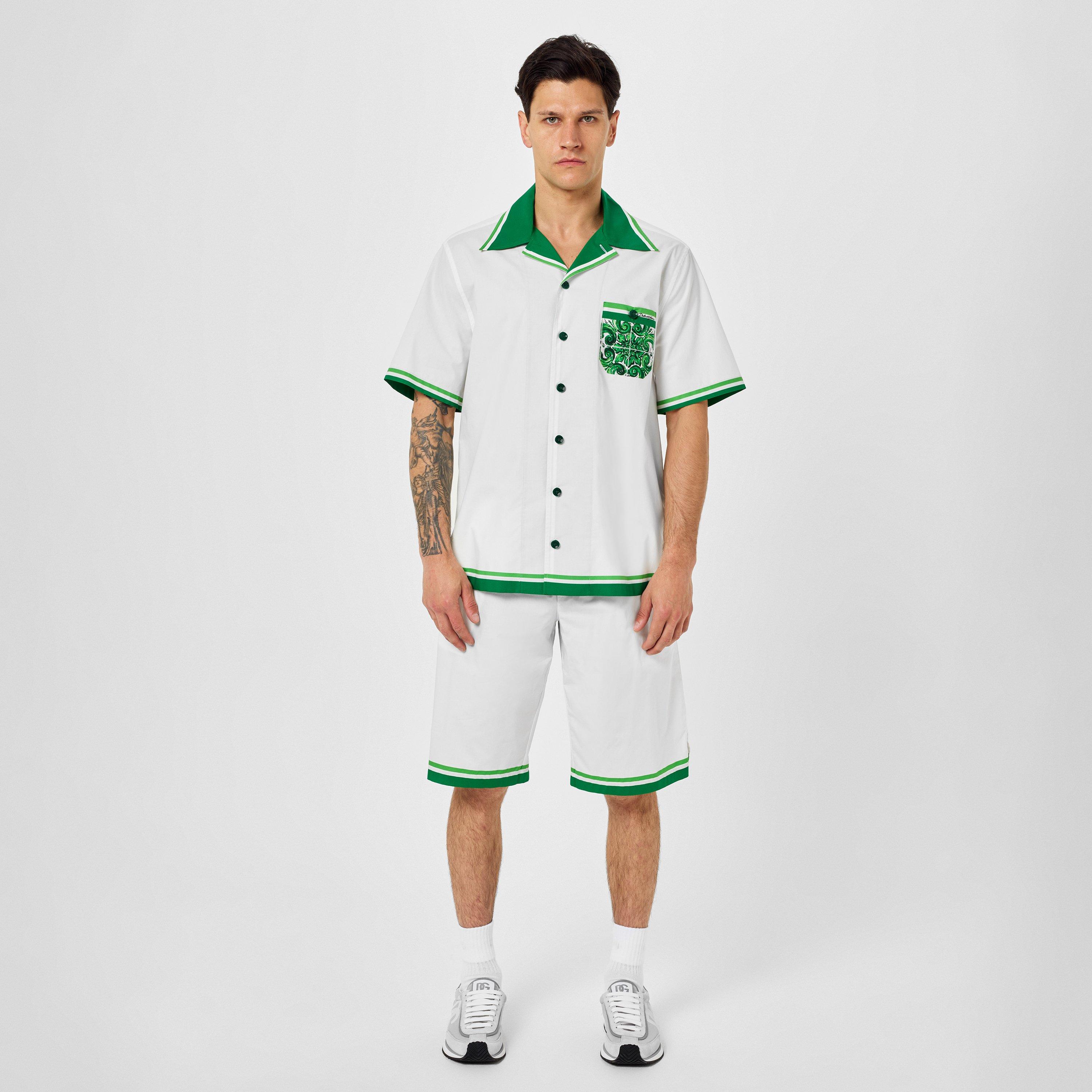 Maiolica Green - Dolce and Gabbana - Men's Maiolica Woven Tracksuit Shorts - 4