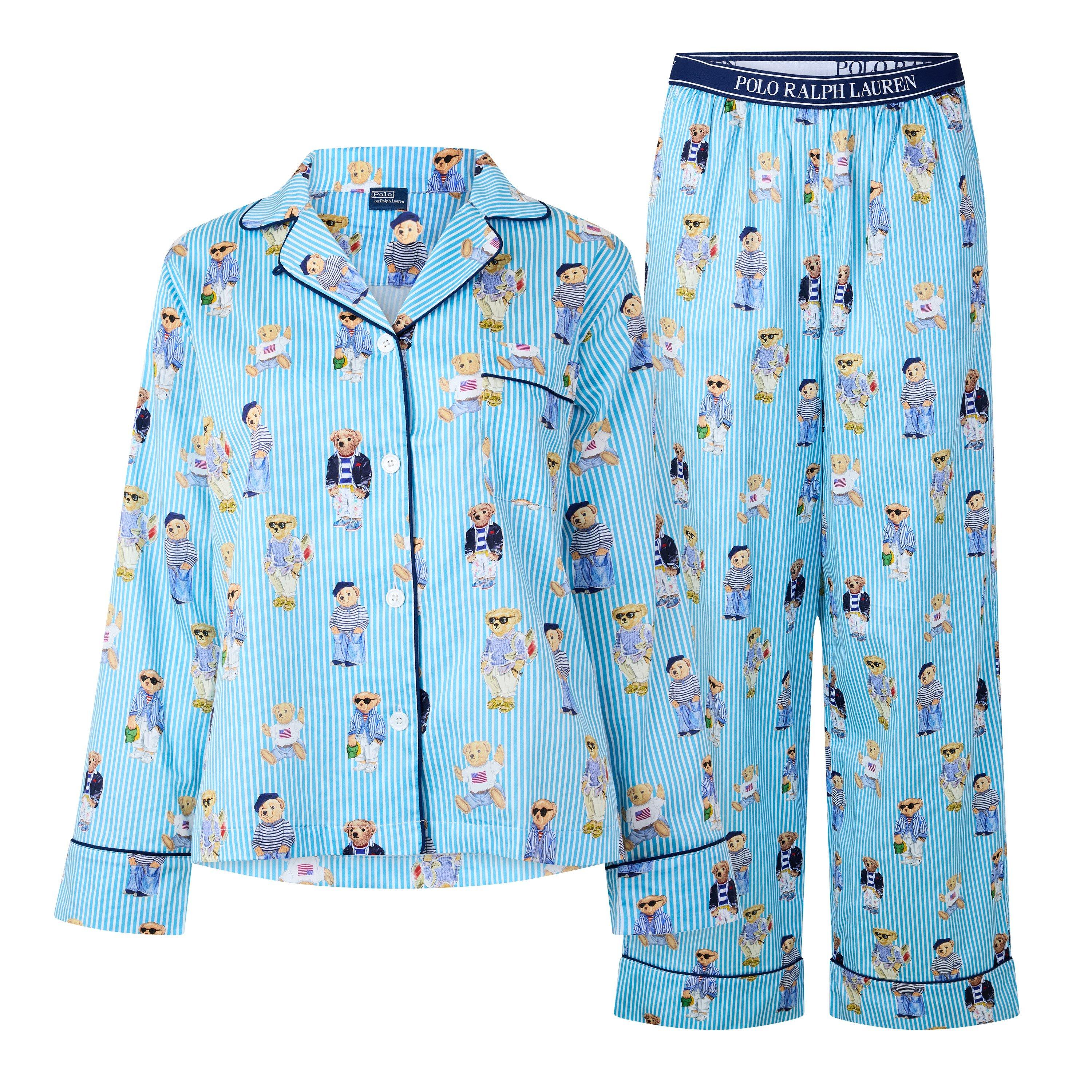 Polo Ralph Lauren Women's Madison Long Sleeve Pyjama Set - Mist Bear - Size 12 (M)