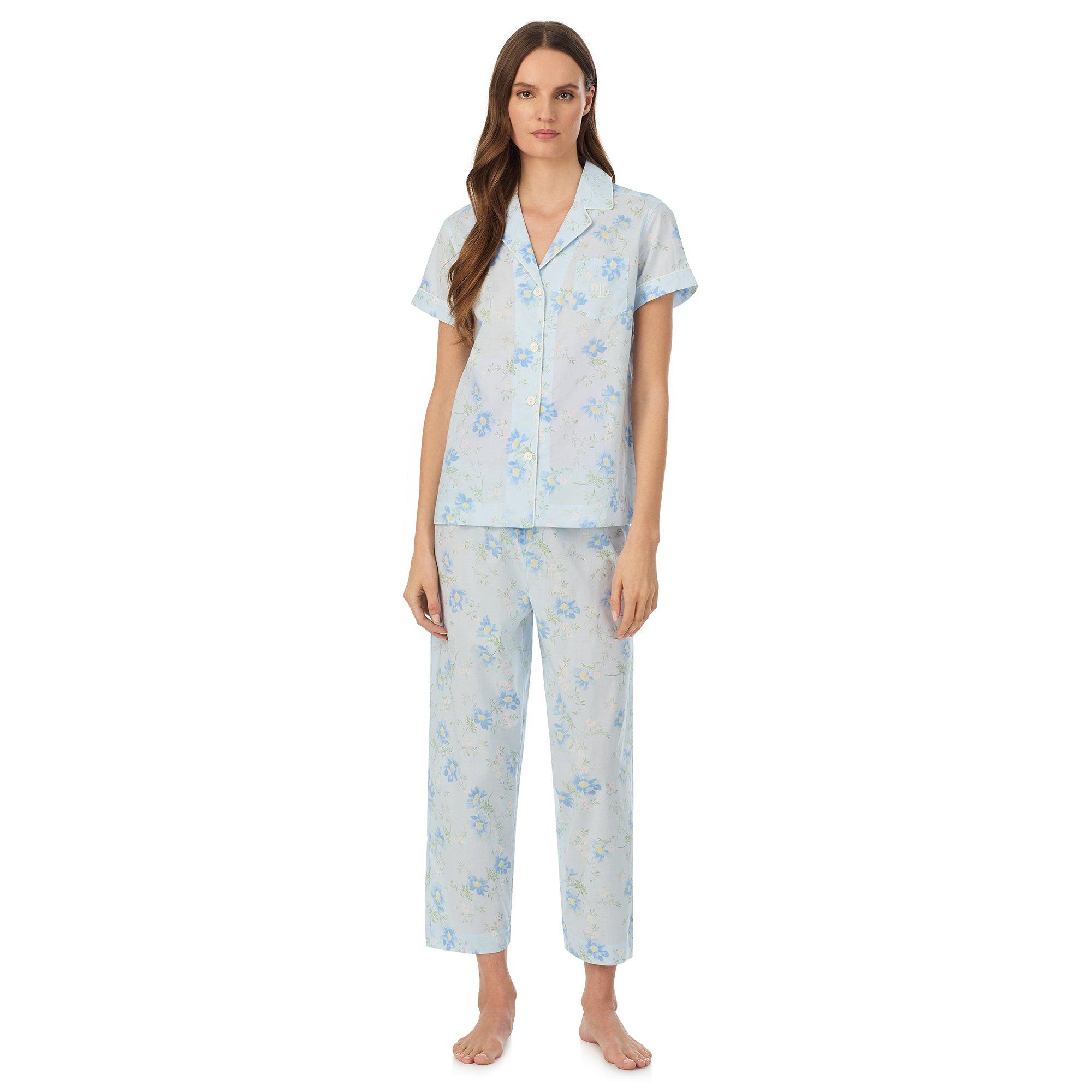 Blue - Lauren by Ralph Lauren - Women's Knitted Short Sleeve Pyjama Set - 1