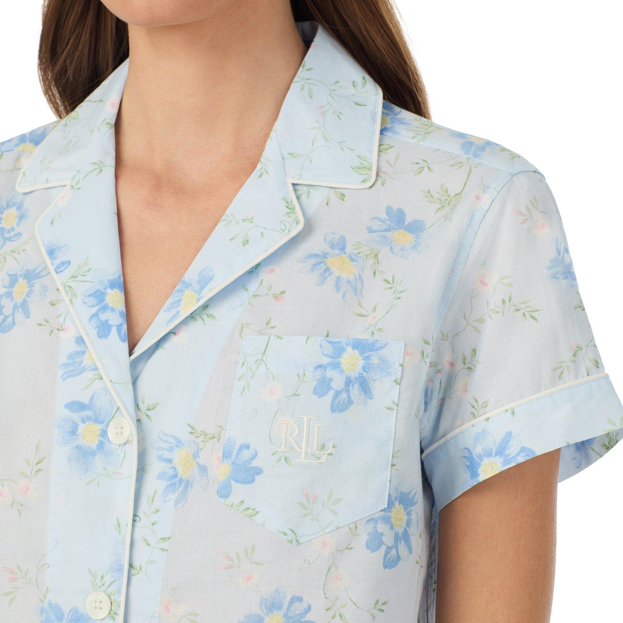 Blue - Lauren by Ralph Lauren - Women's Knitted Short Sleeve Pyjama Set - 3