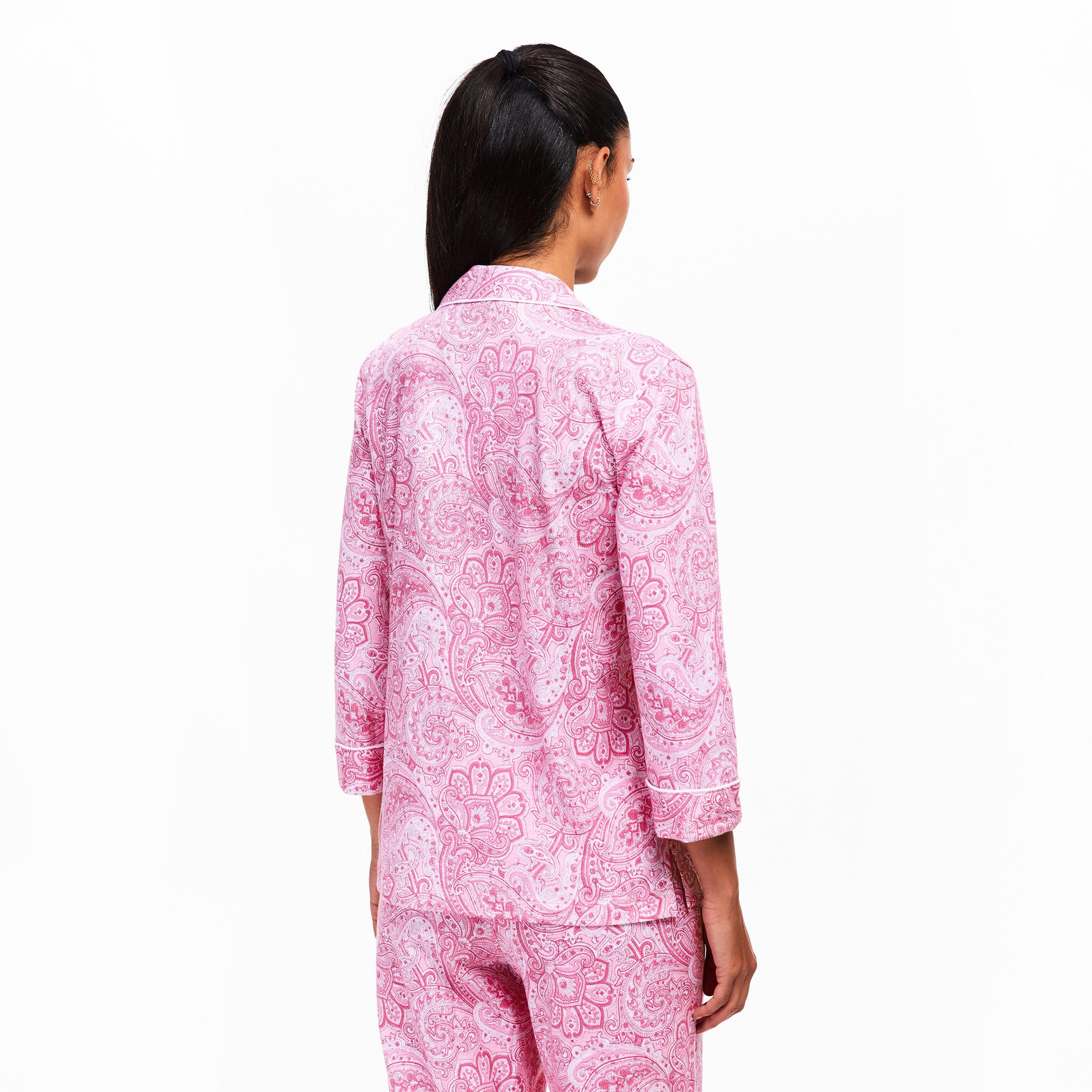Pink Paisley - Lauren by Ralph Lauren - Women's 3/4 Sleeve Notch Collar Long Pyjama Set - 4