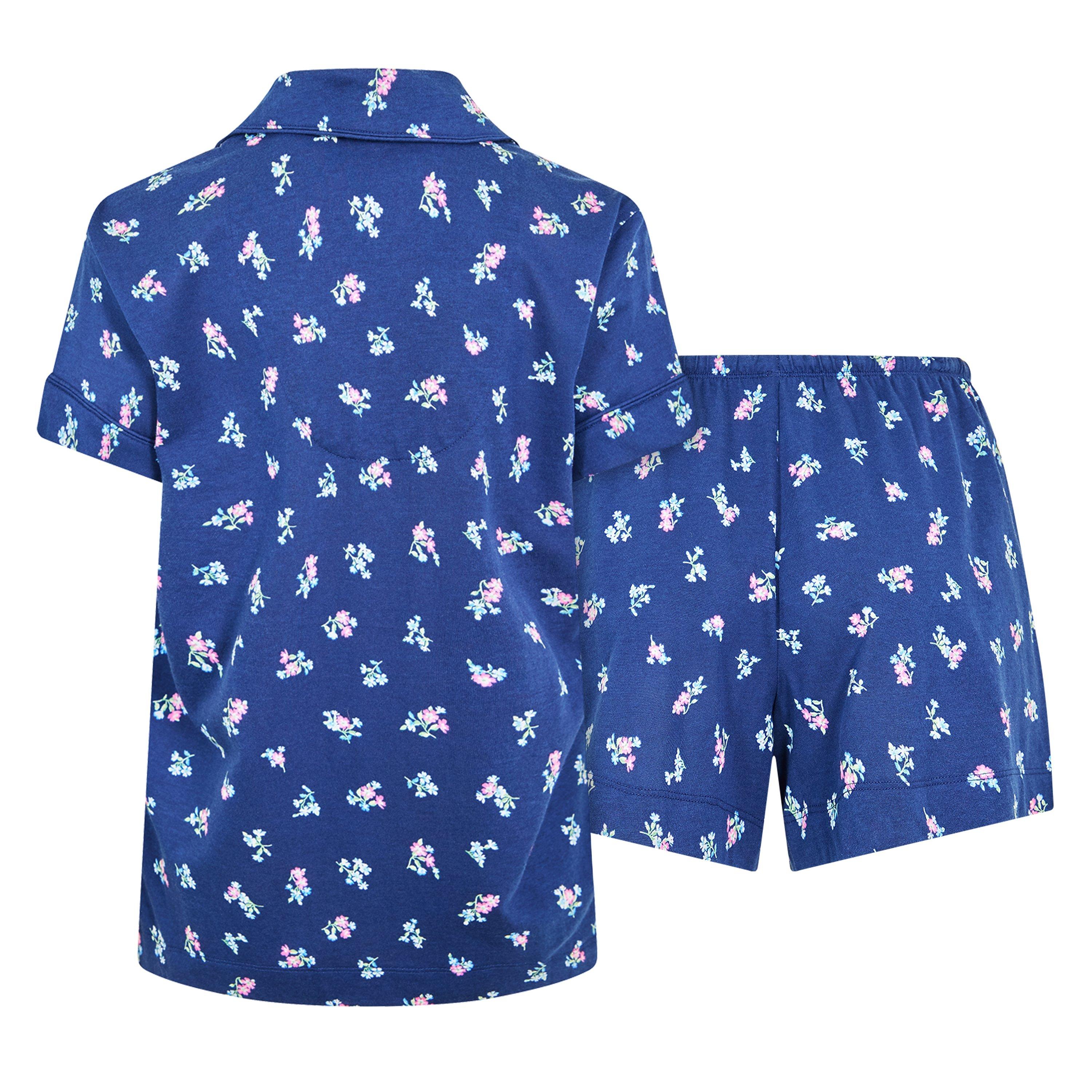 Navy Prt - Lauren by Ralph Lauren - Women's Short Sleeve Notch Boxer Pyjama Set - 2