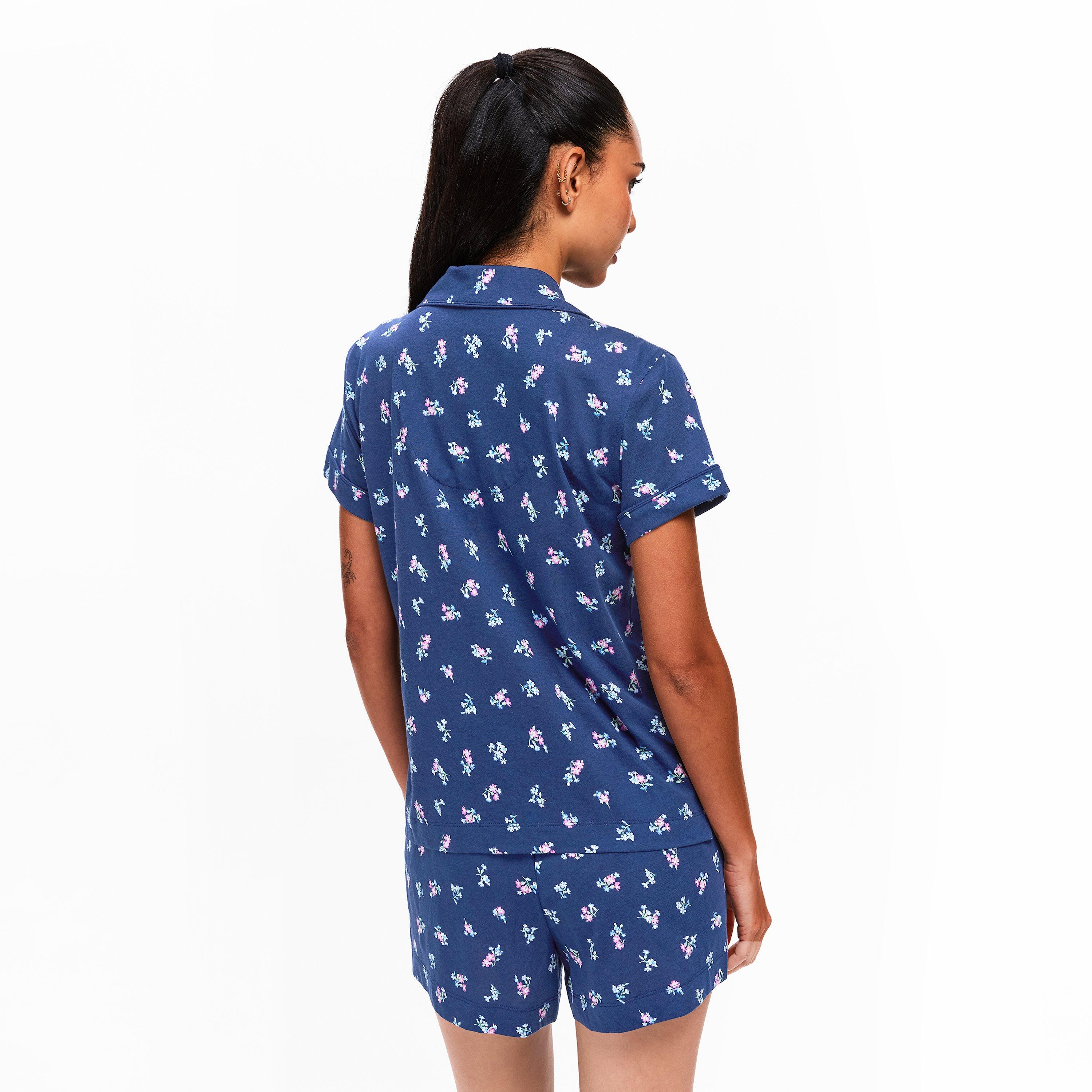 Navy Prt - Lauren by Ralph Lauren - Women's Short Sleeve Notch Boxer Pyjama Set - 4